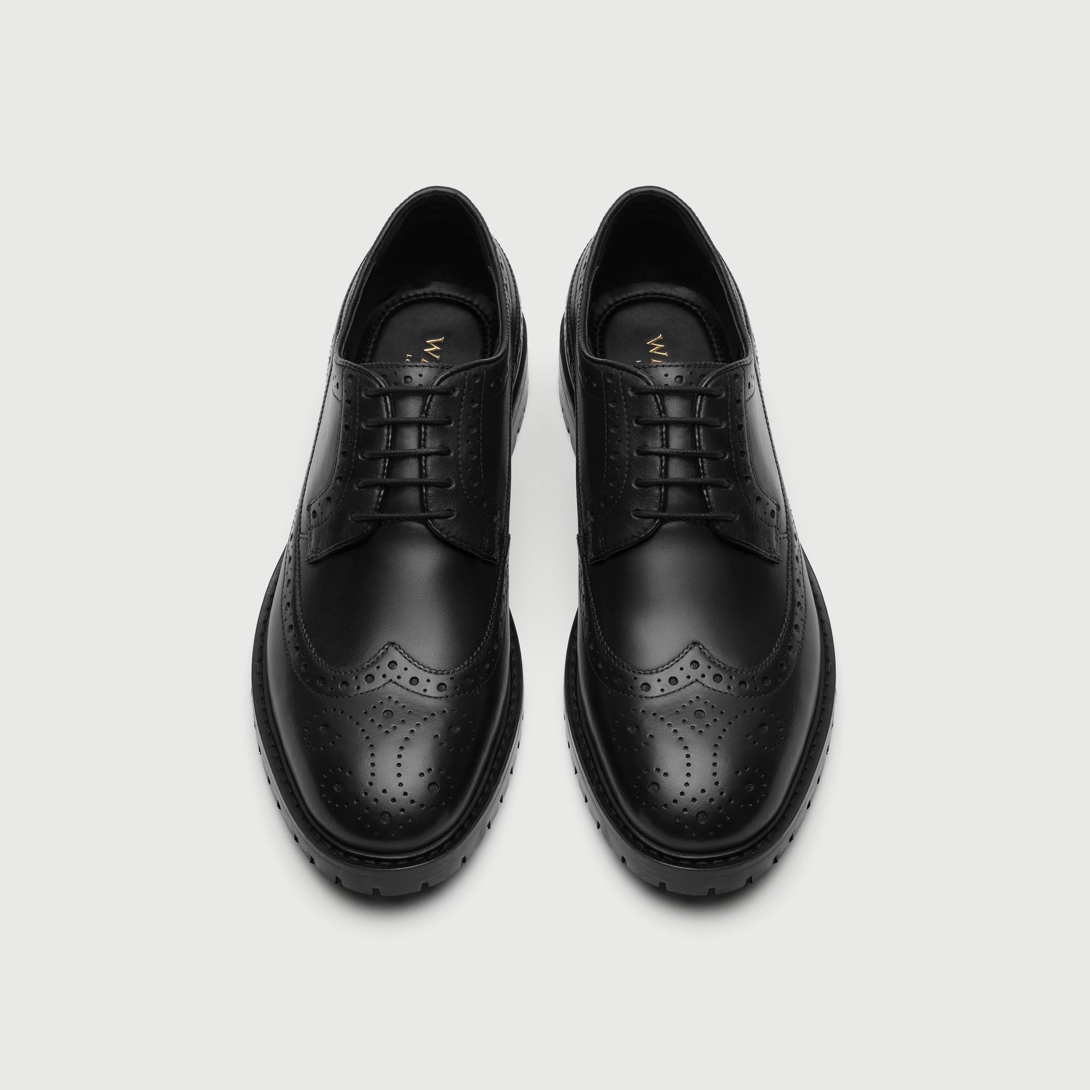 WALK London Mens James Brogue in Black Leather