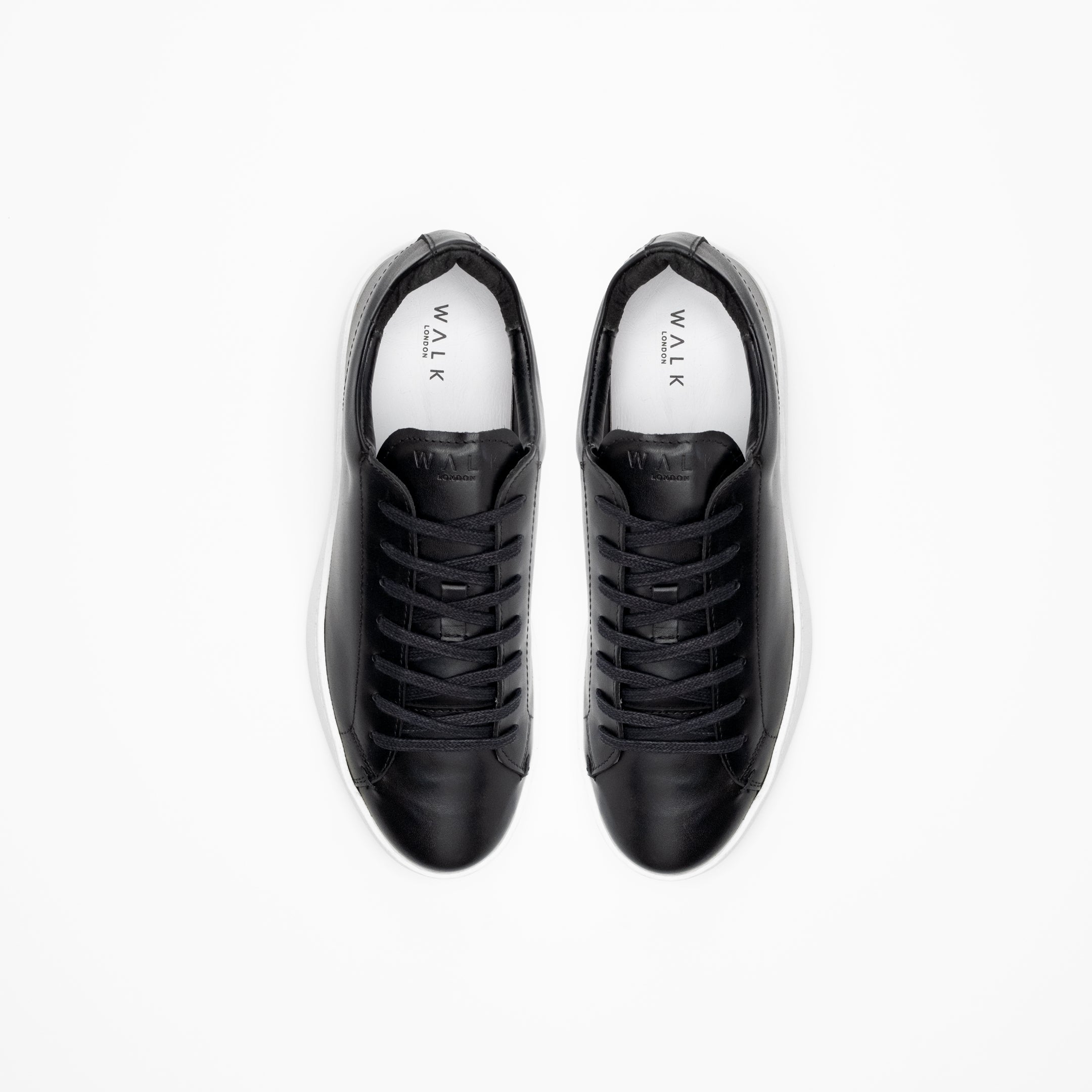 Walk London Mens Marco Trainer in Black Leather