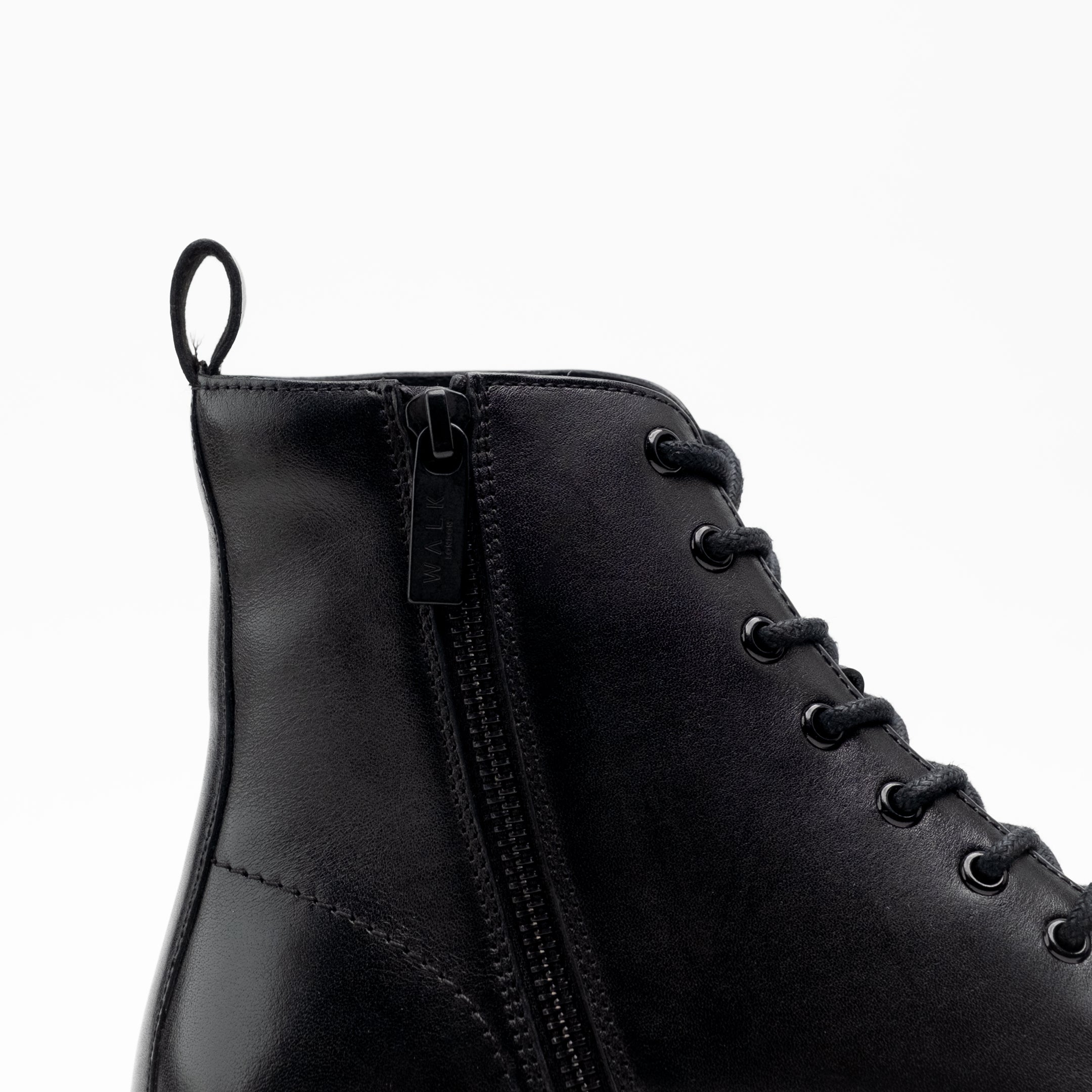 Walk London Mens Max Lace Boot in Black Leather