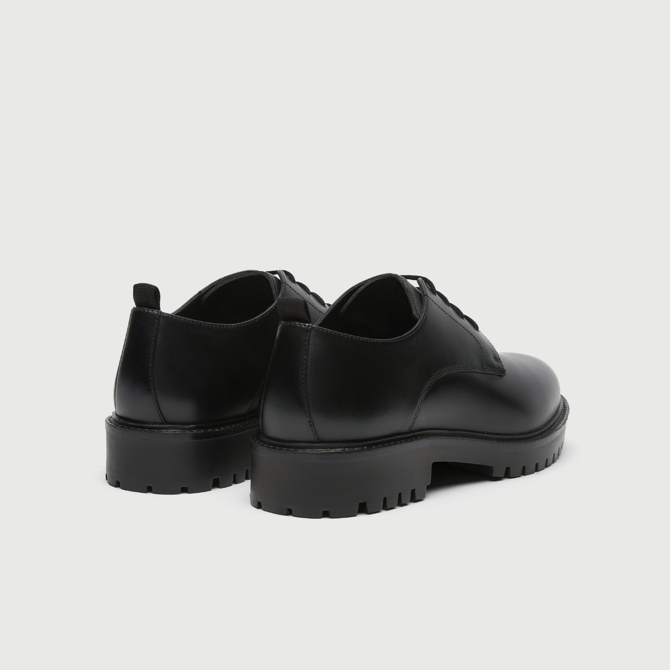 WALK London Mens Sean Derby Shoe Black Leather