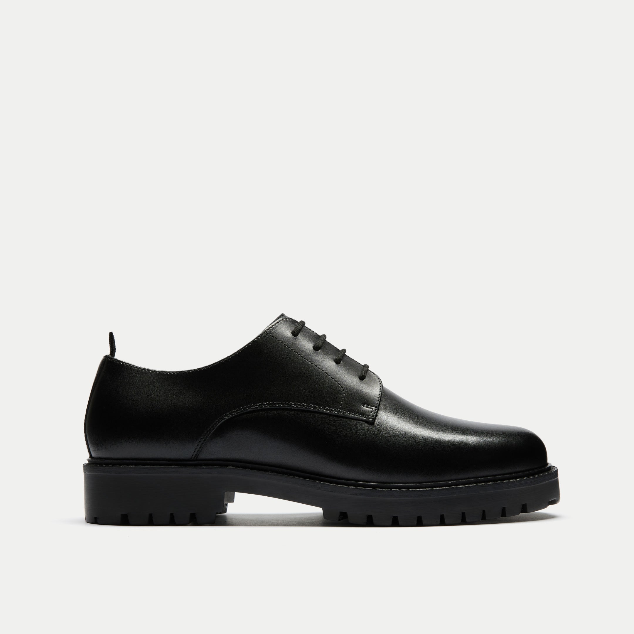 WALK London Mens Sean Derby Shoe Black Leather