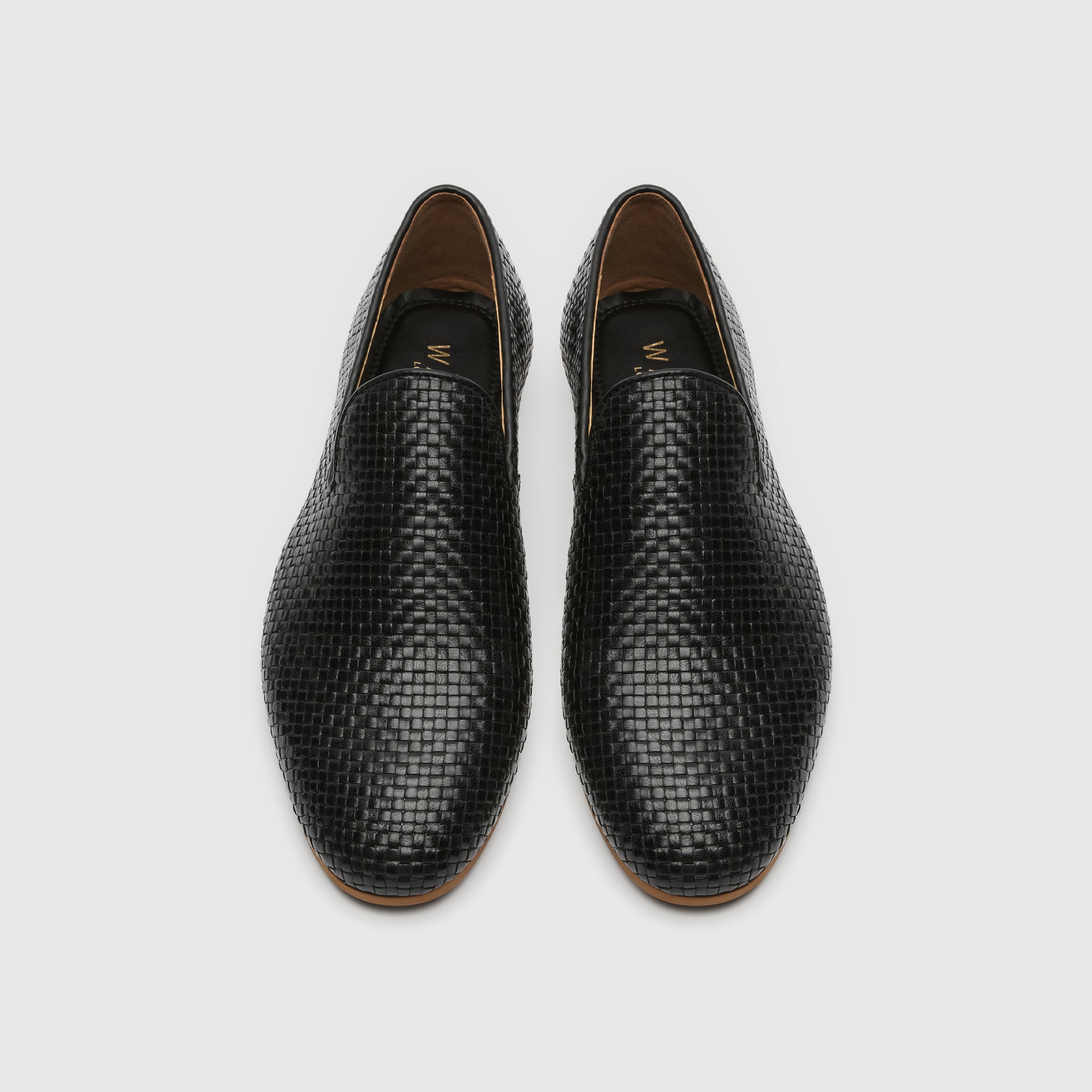 Walk London Mens Terry Weave Loafer in Black Leather
