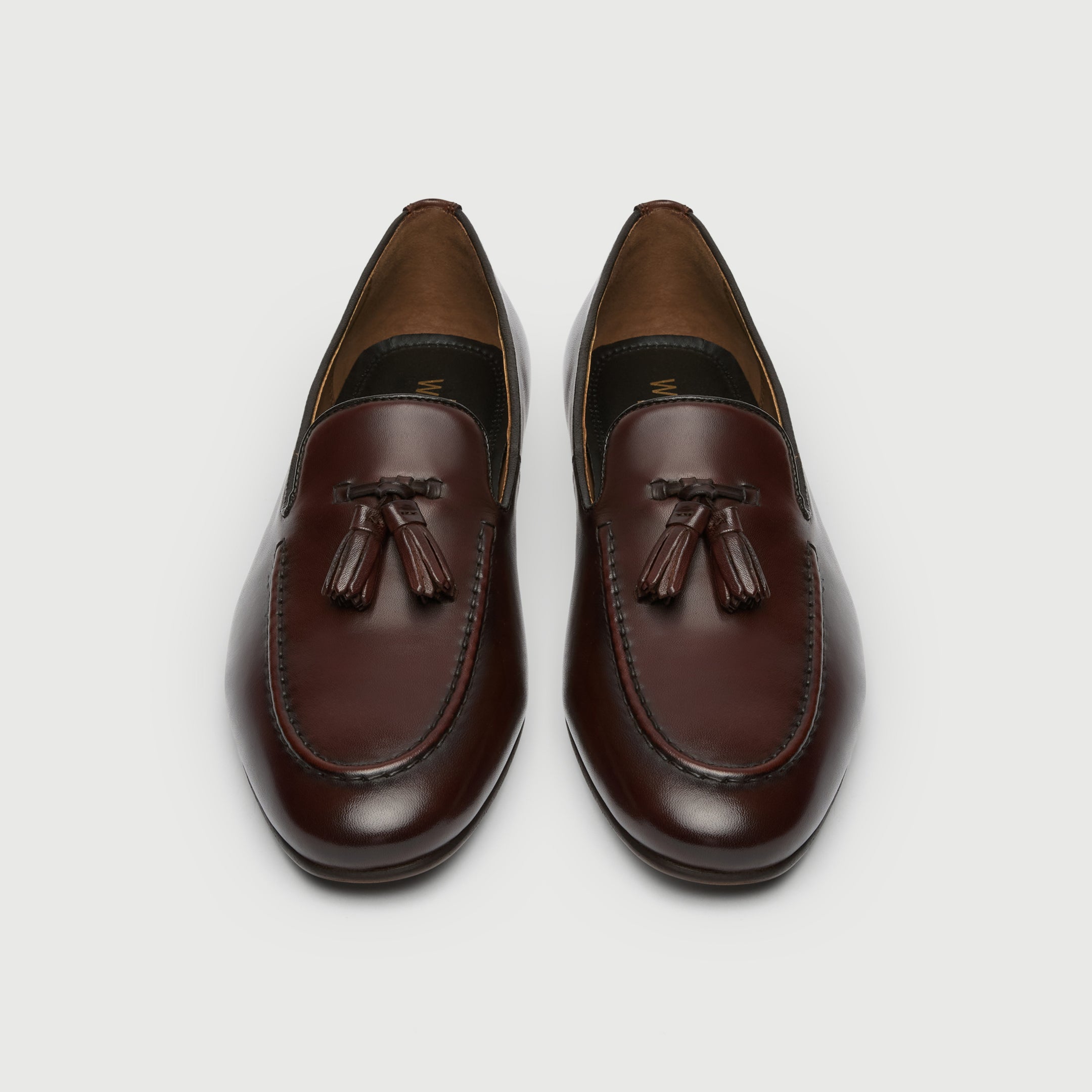 Walk London Mens Trent Tassel Loafer in Brown Leather