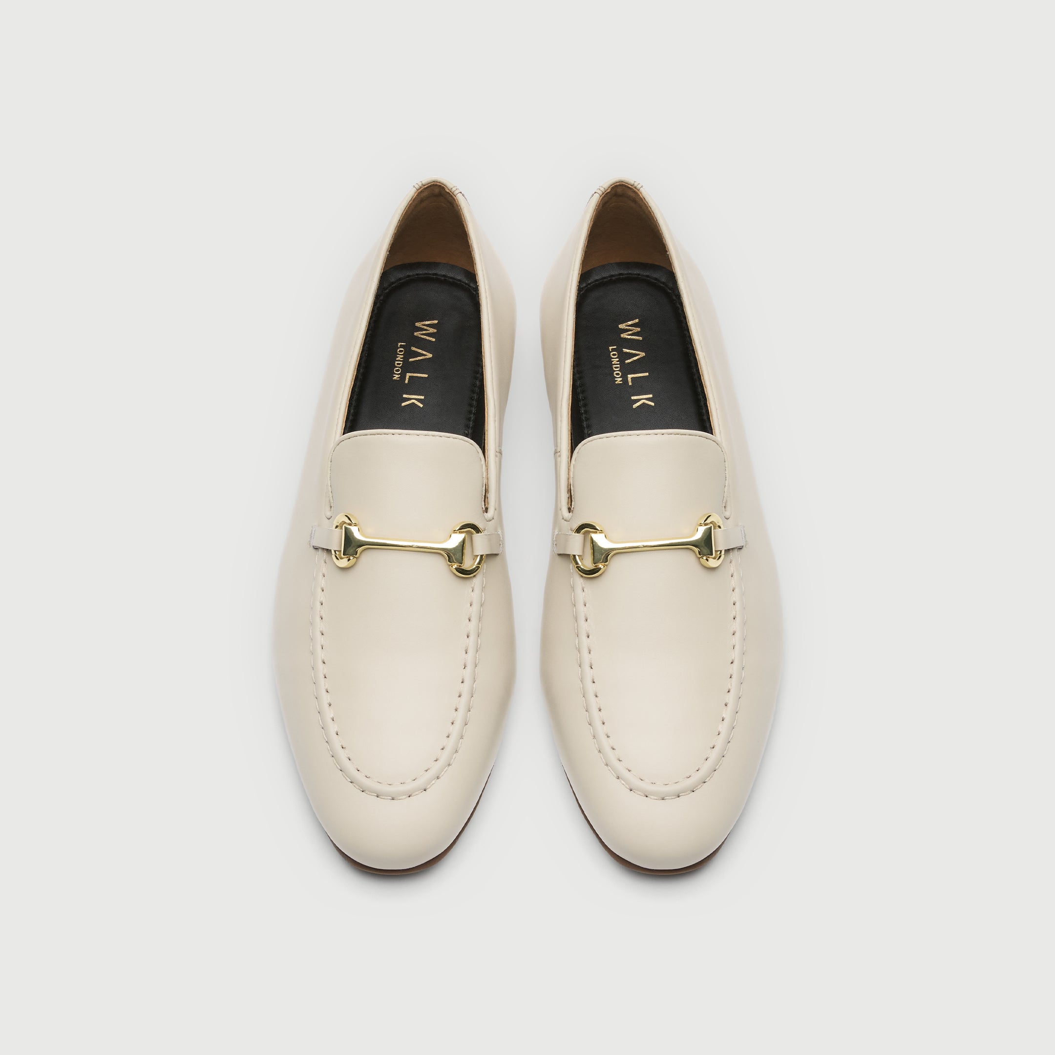 Walk London Mens Trent Trim Loafer in Off White Leather