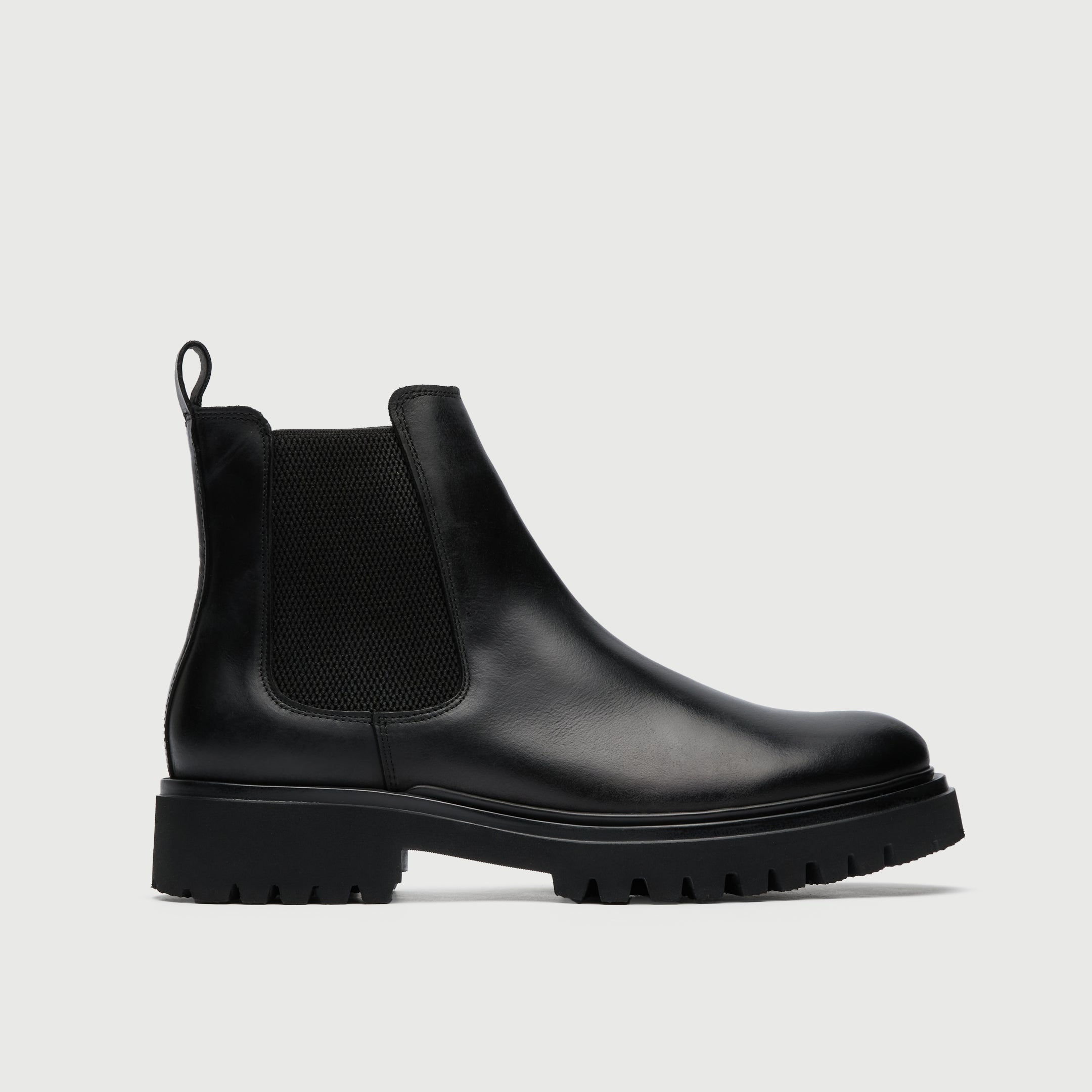 Walk London Mens Boston Chelsea Boot in Black Leather