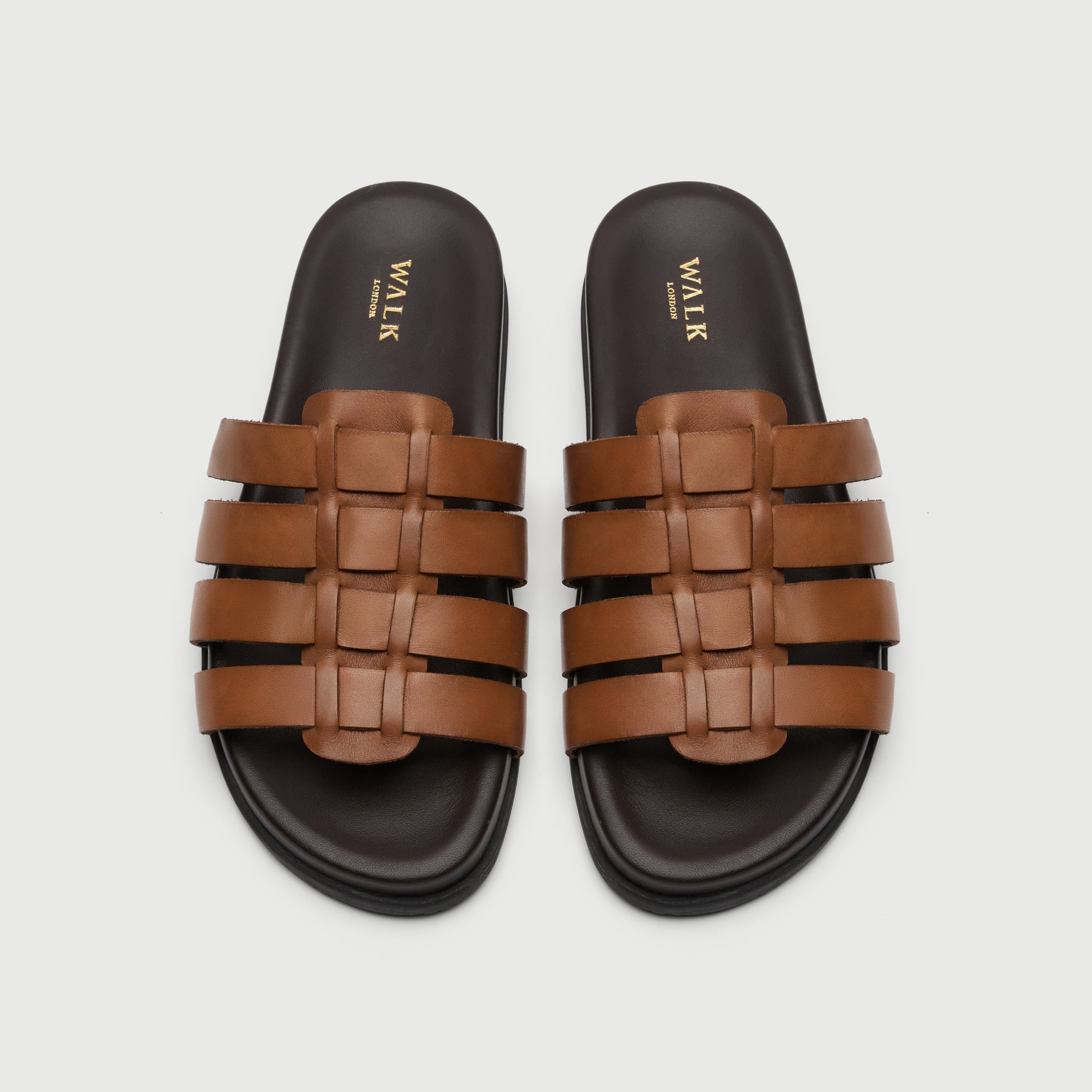 Walk London Breeze Gladiator Men's Tan Leather Sandal top view