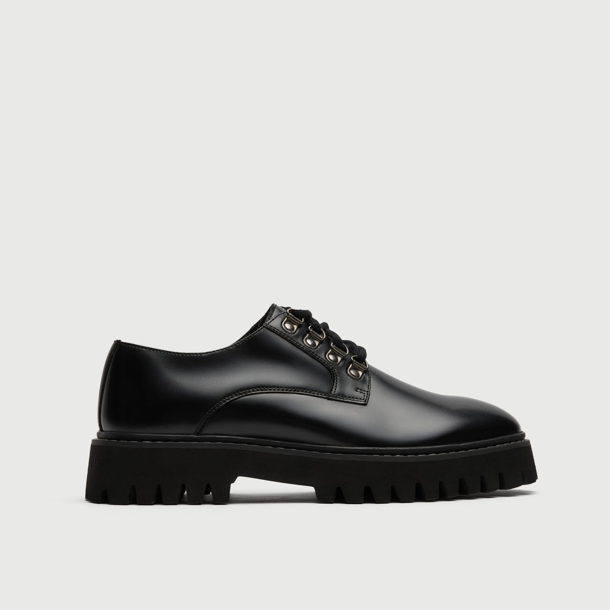 Walk London Bromley Hiking Shoes in Black Leather side view