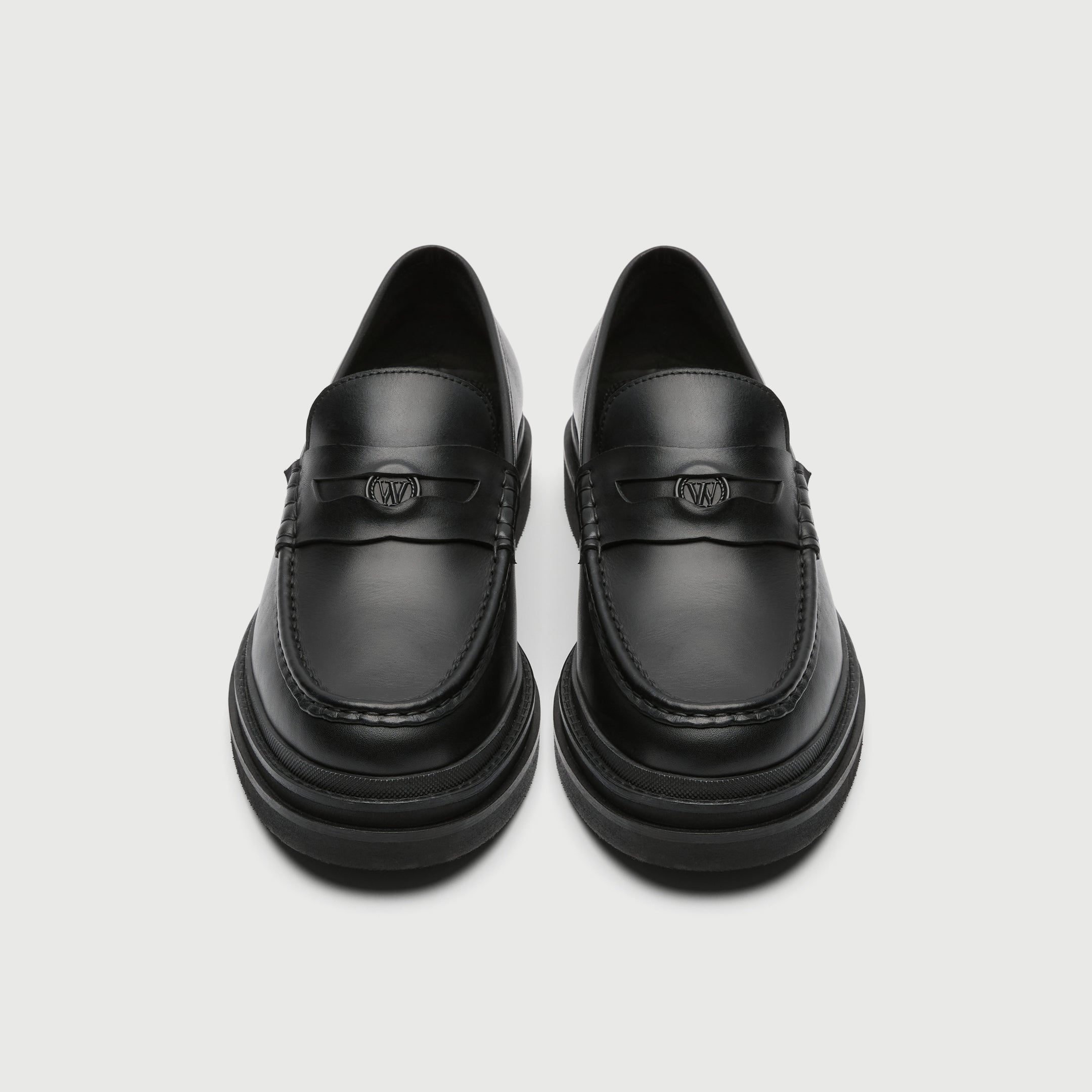 Walk London Mens Brooklyn Penny Loafer in Black Leather