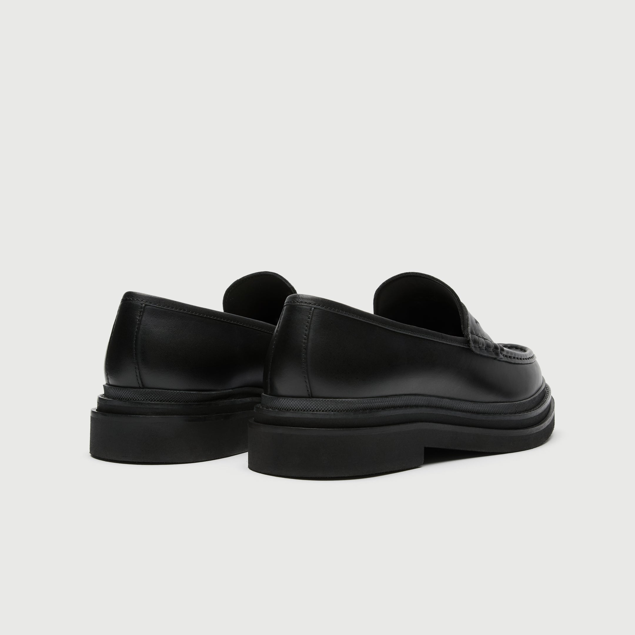 Walk London Mens Brooklyn Penny Loafer in Black Leather