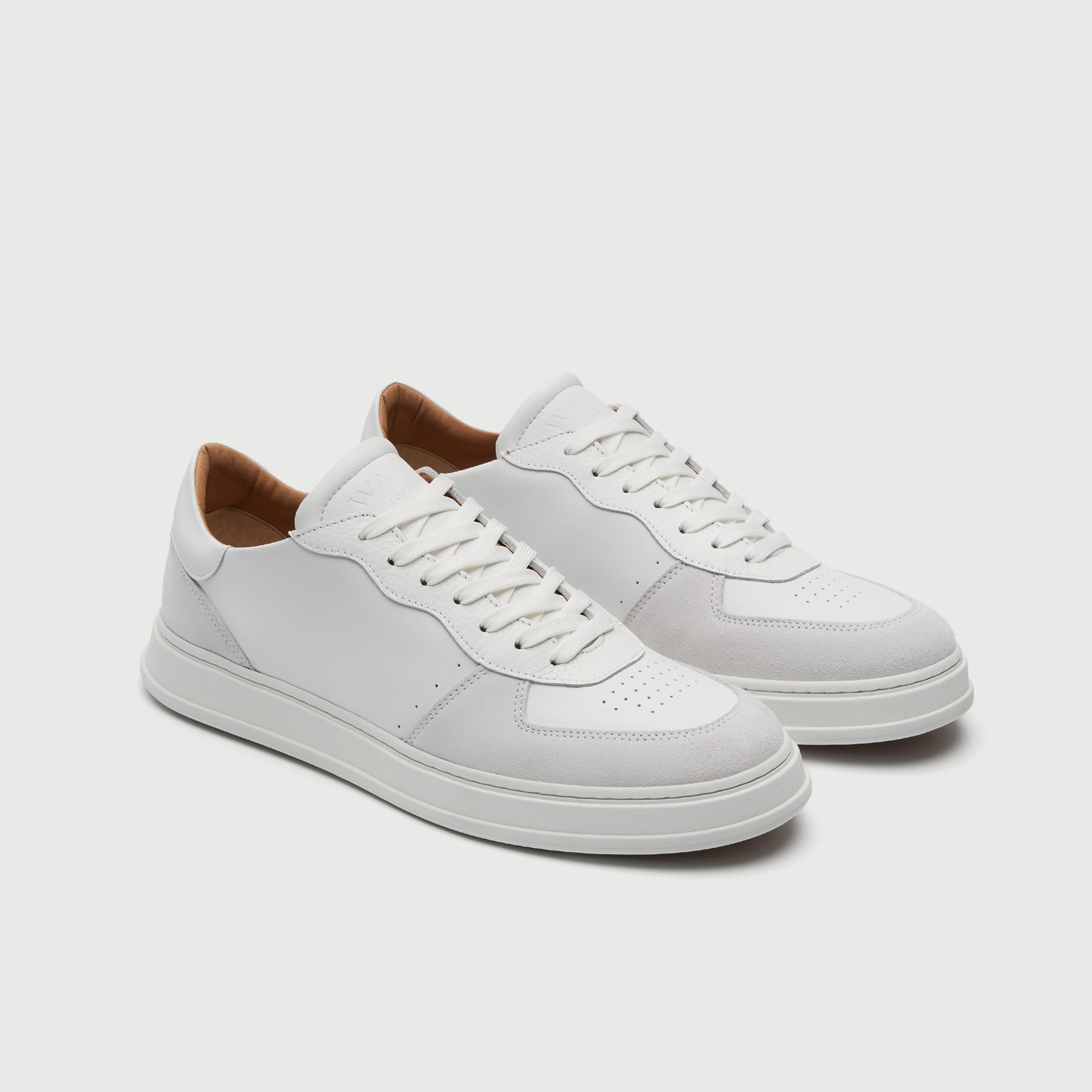 Walk London Mens California Trainer | White Leather and Suede
