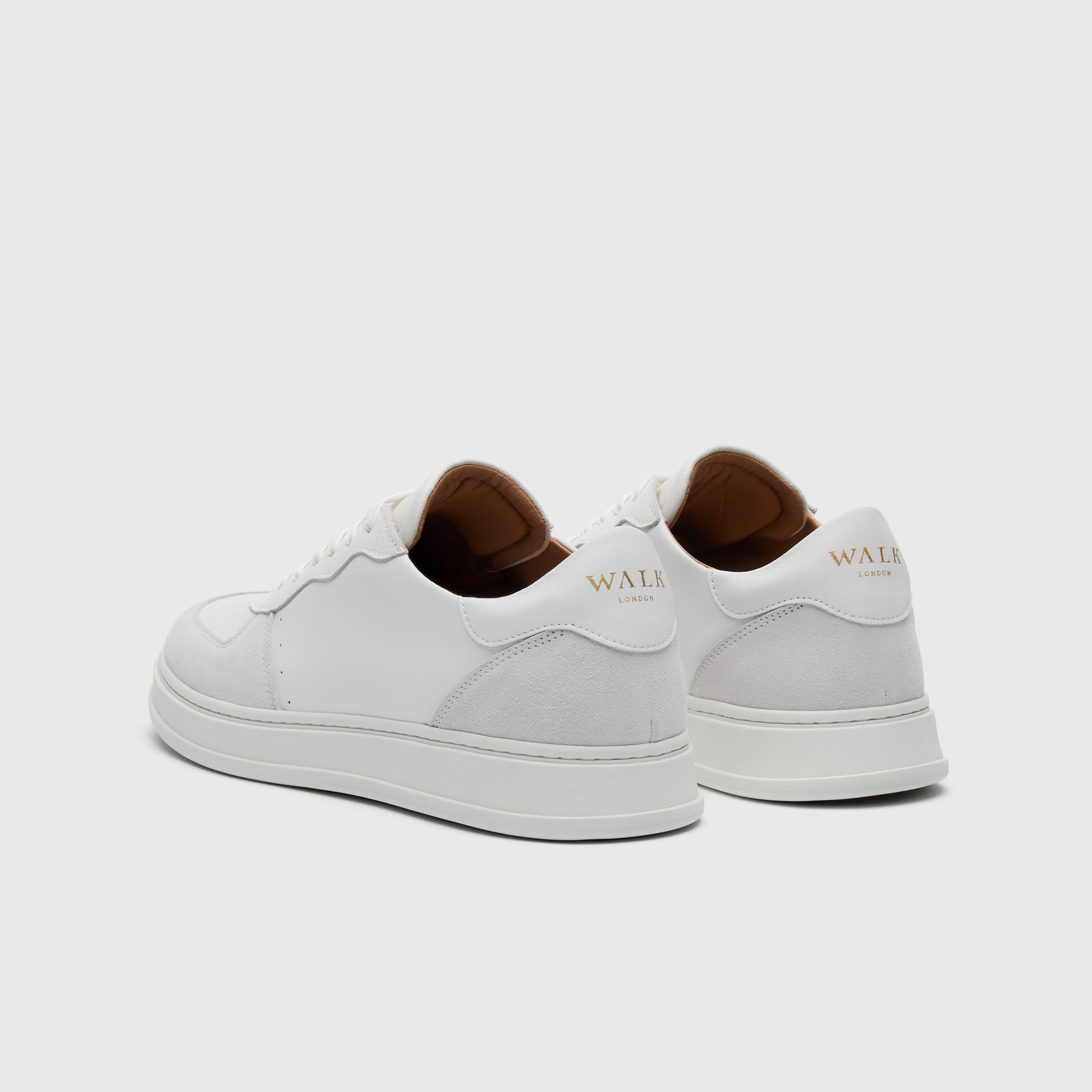 Walk London Mens California Trainer | White Leather and Suede