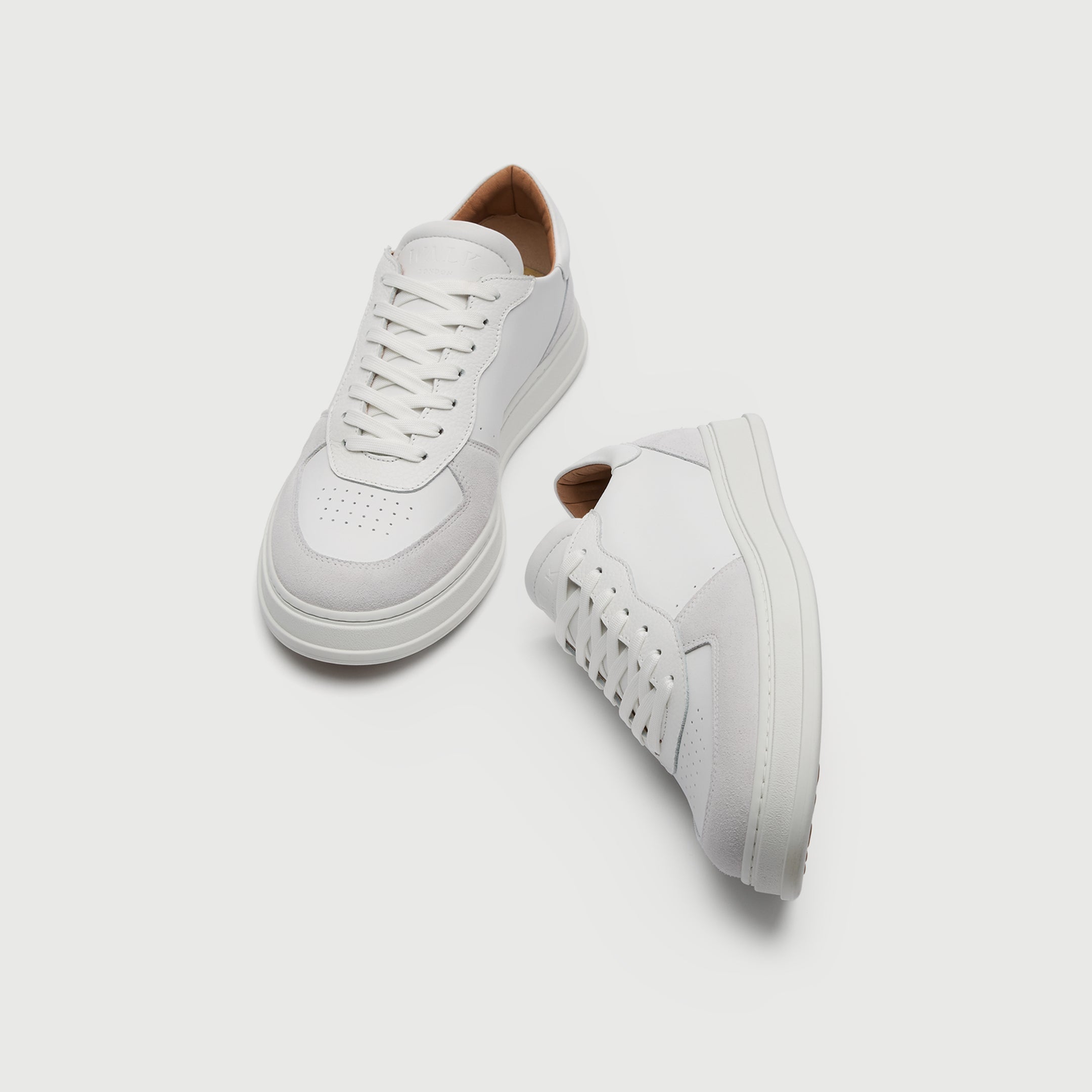 Walk London Mens California Trainer | White Leather and Suede