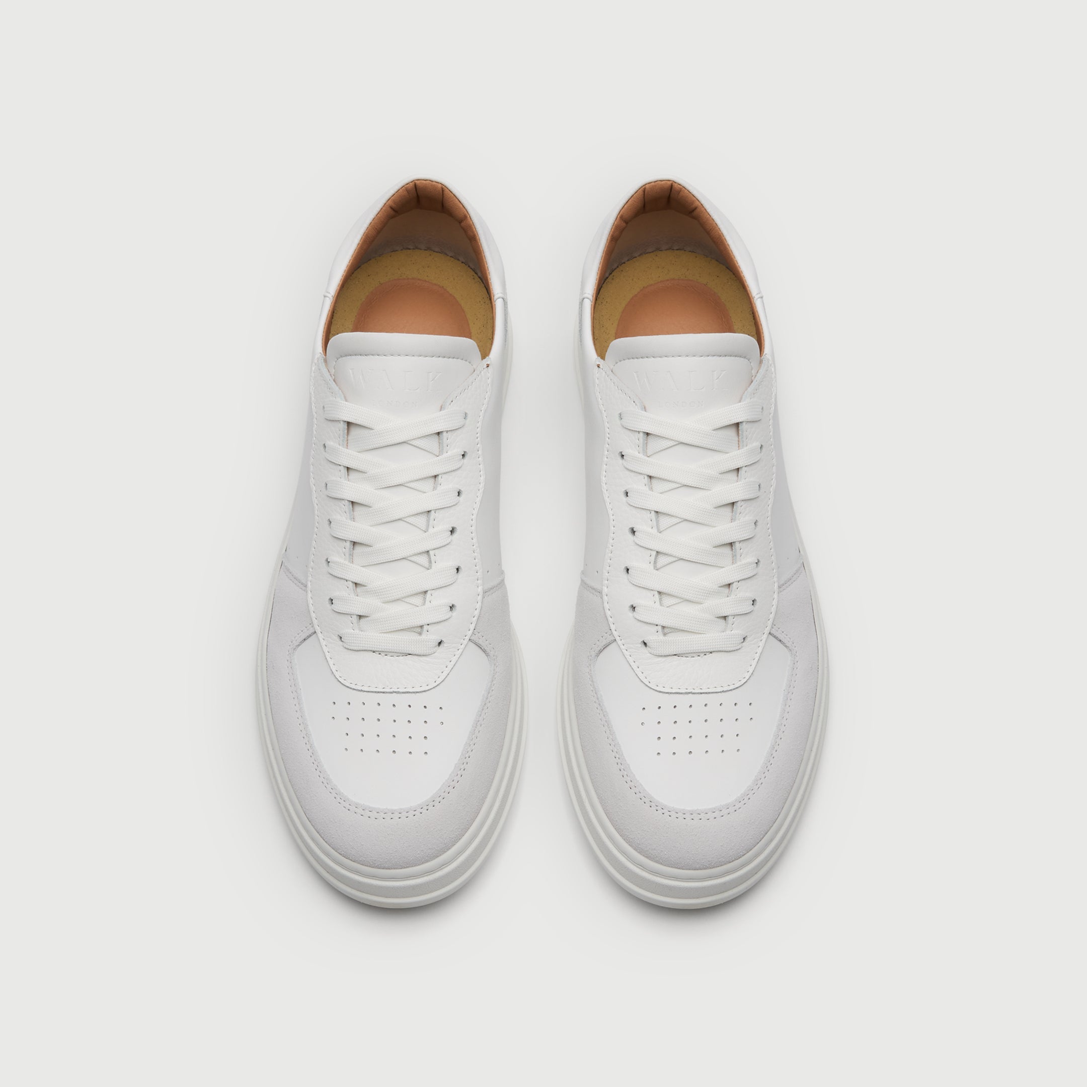 Walk London Mens California Trainer | White Leather and Suede