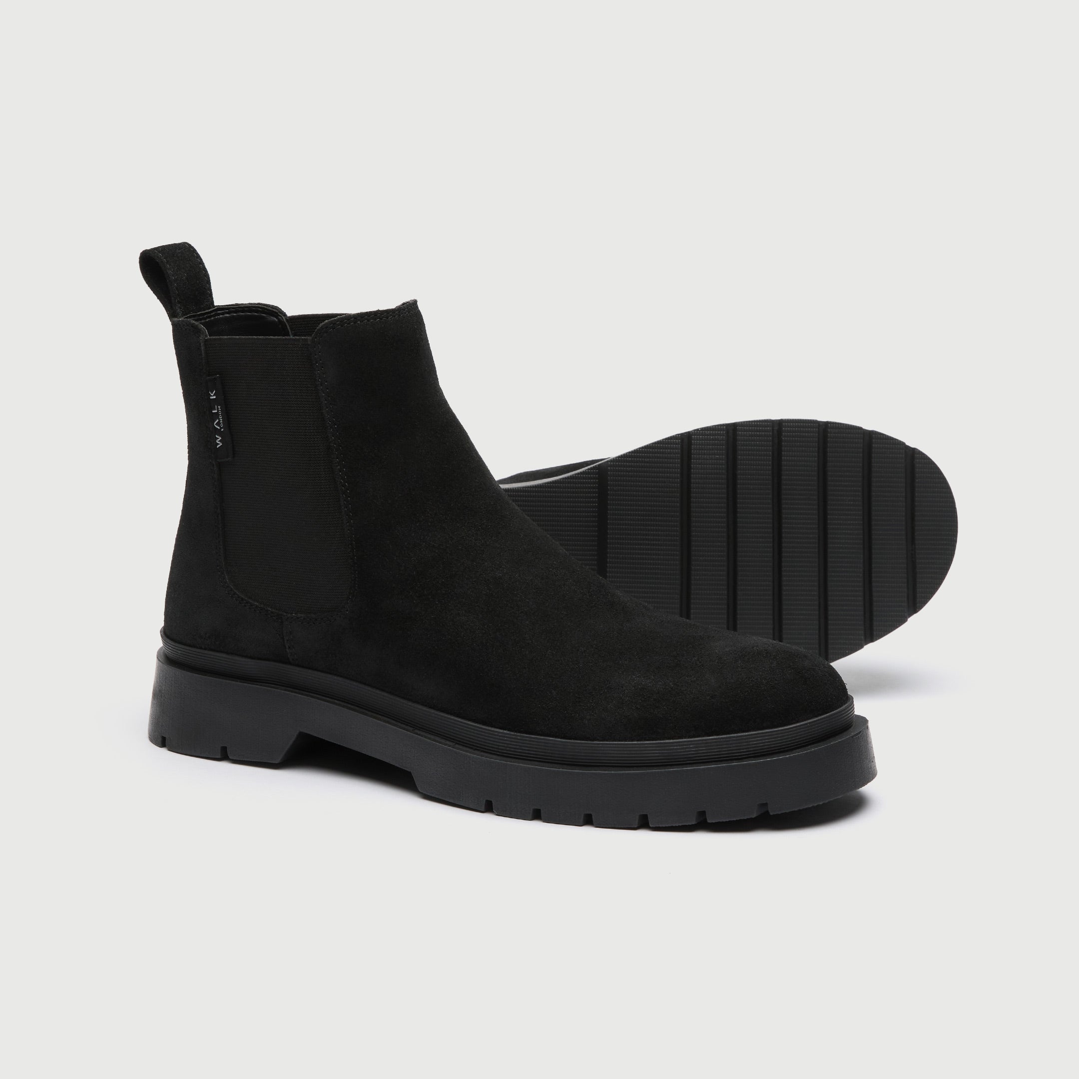 WALK London Men's Callum Chelsea Boot in Black Suede