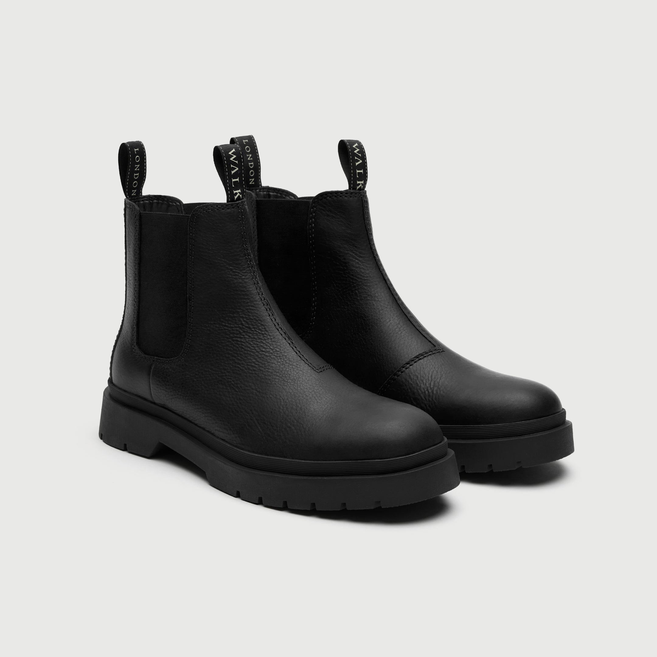 Walk London Callum Seam Chelsea Boot - Black Leather Side View