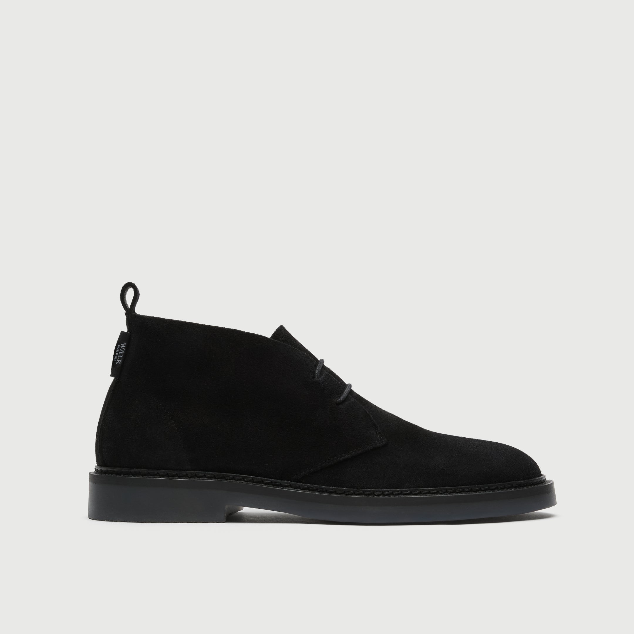 Walk London Mens Camden Chukka Boot - Black Suede