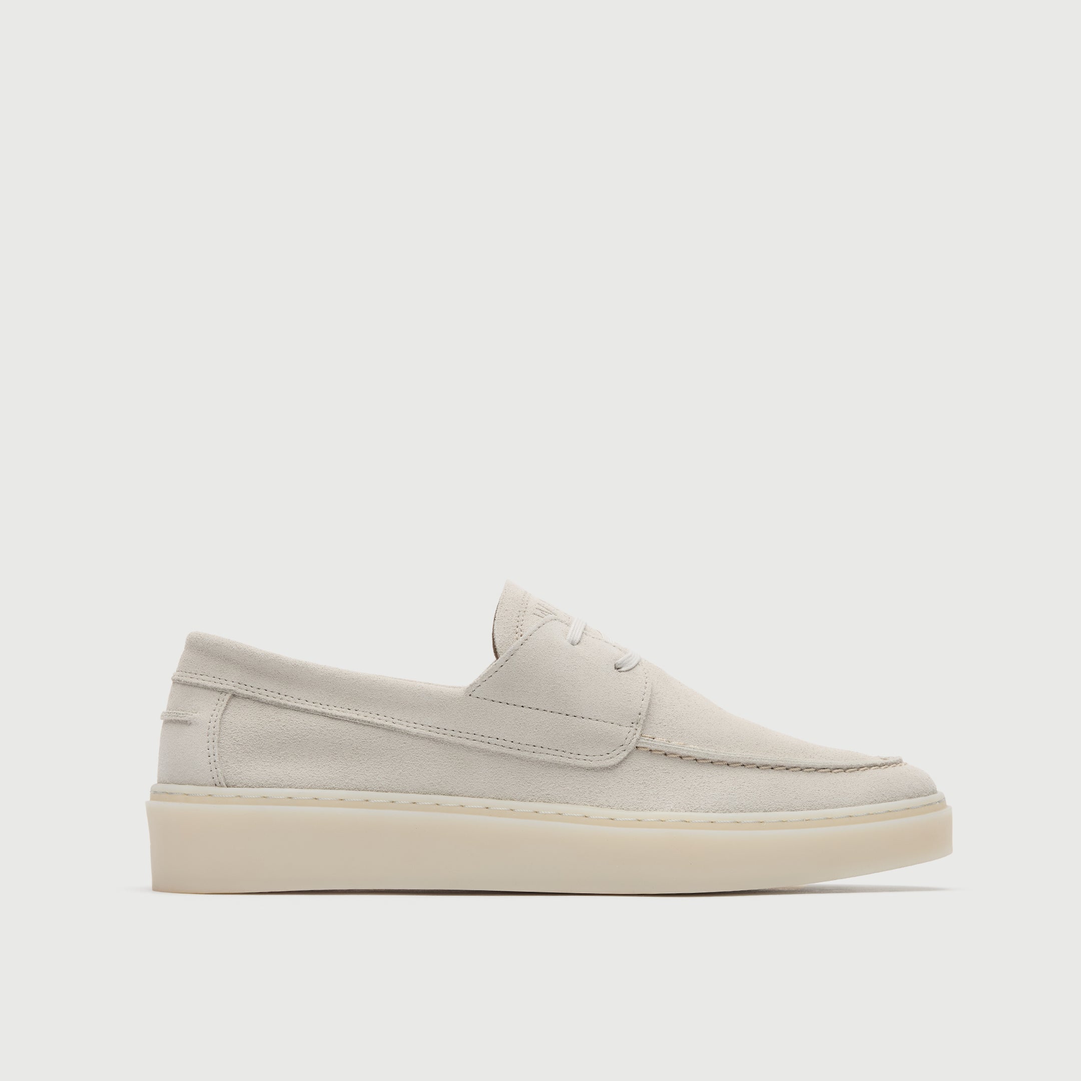 Walk London Mens Cannes Boat Shoe | White Suede