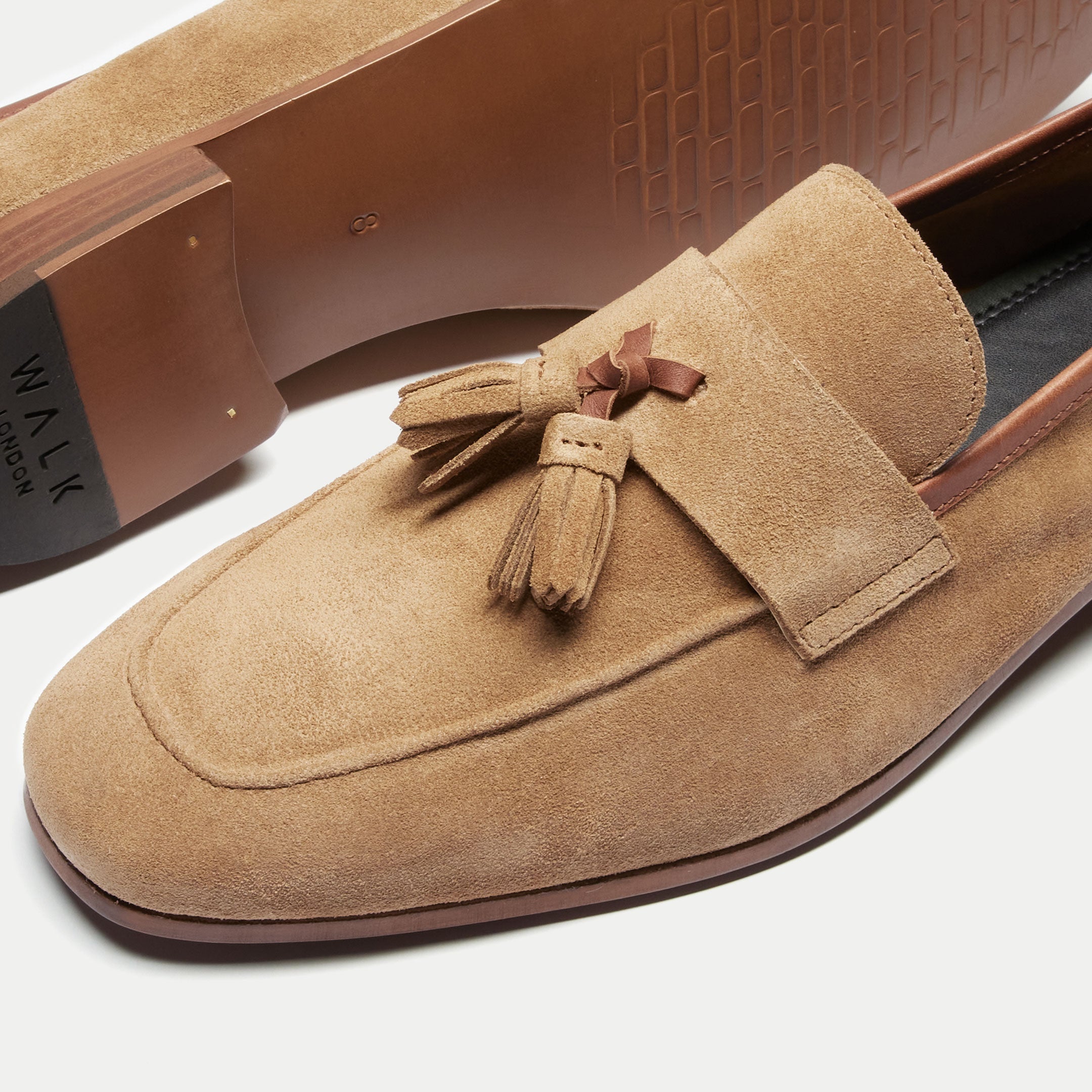 Walk London Mens Capri Tassel Loafer in Tan Suede