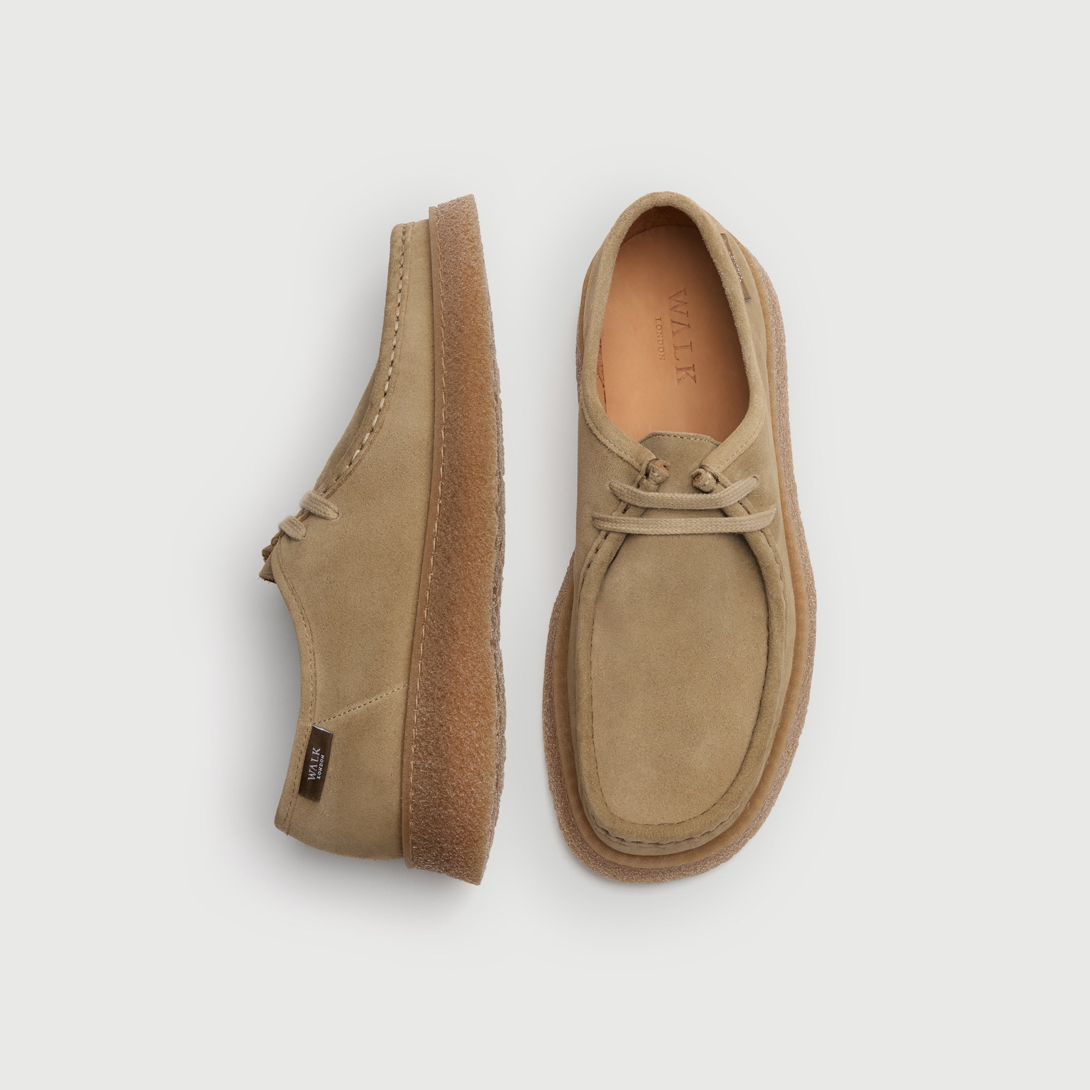 Walk London Mens Carnaby Apron Shoe - Stone Suede