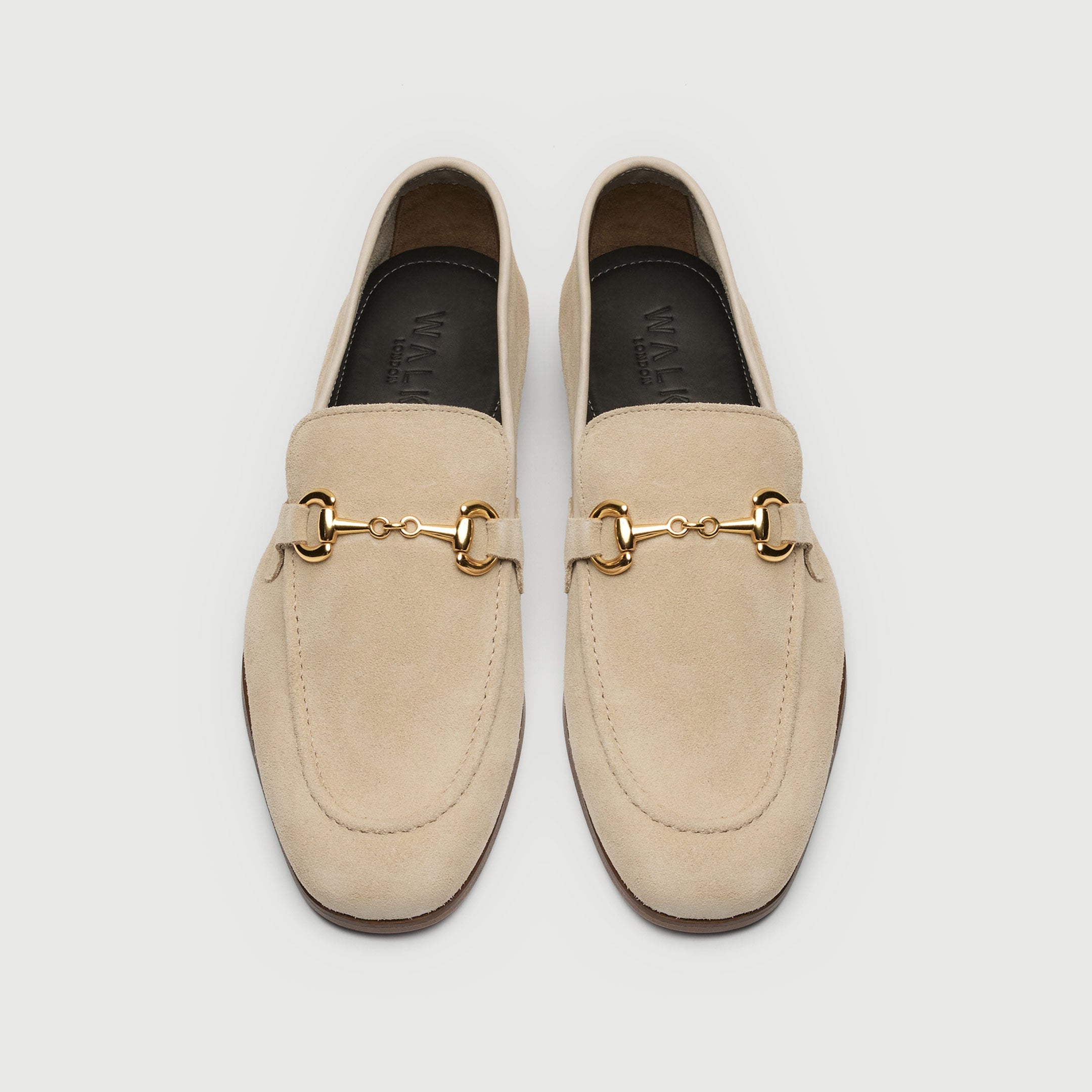 Walk London Mens Cassis Trim Loafer in Stone Suede