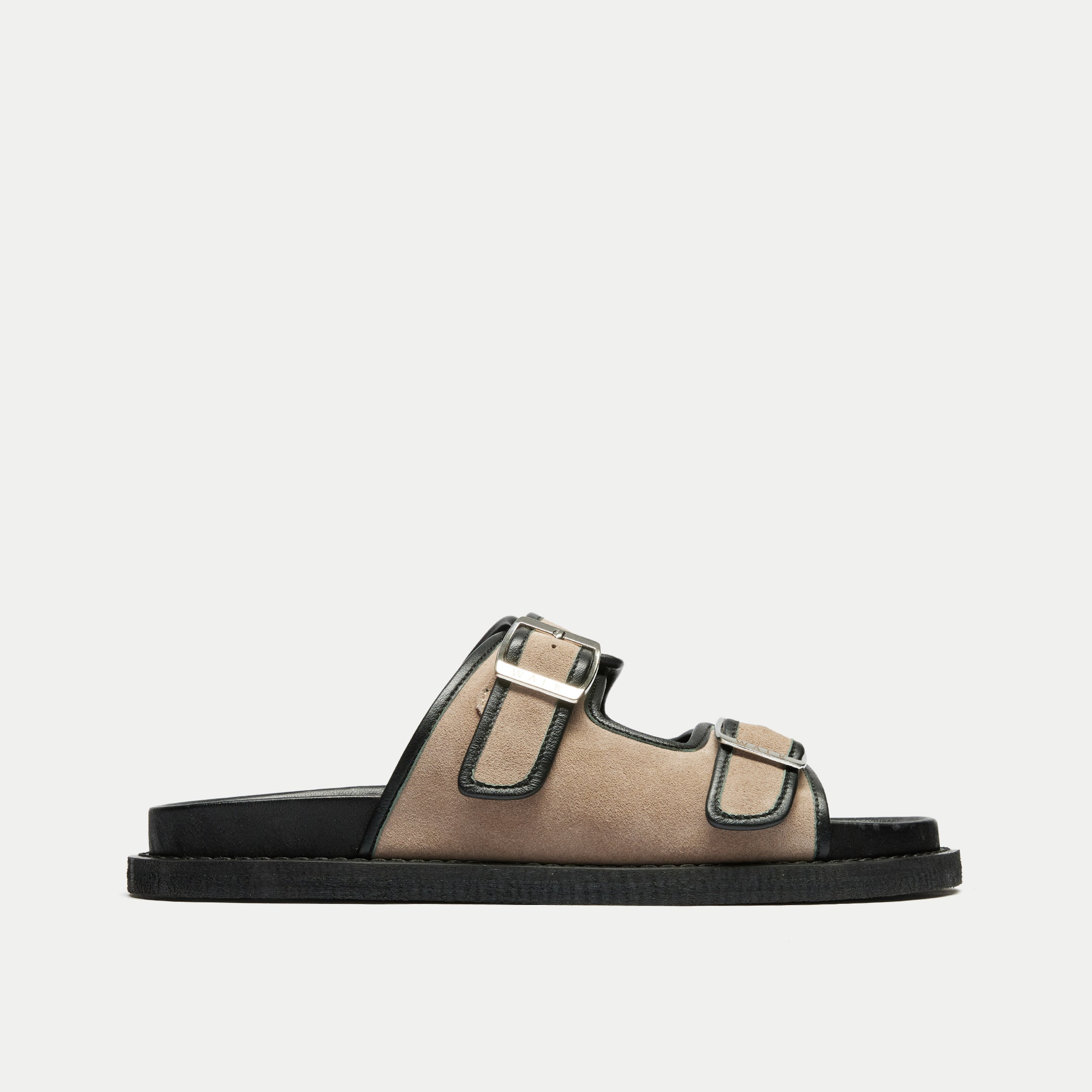 Walk London Mens Coast Double Strap Sandal in Taupe Suede