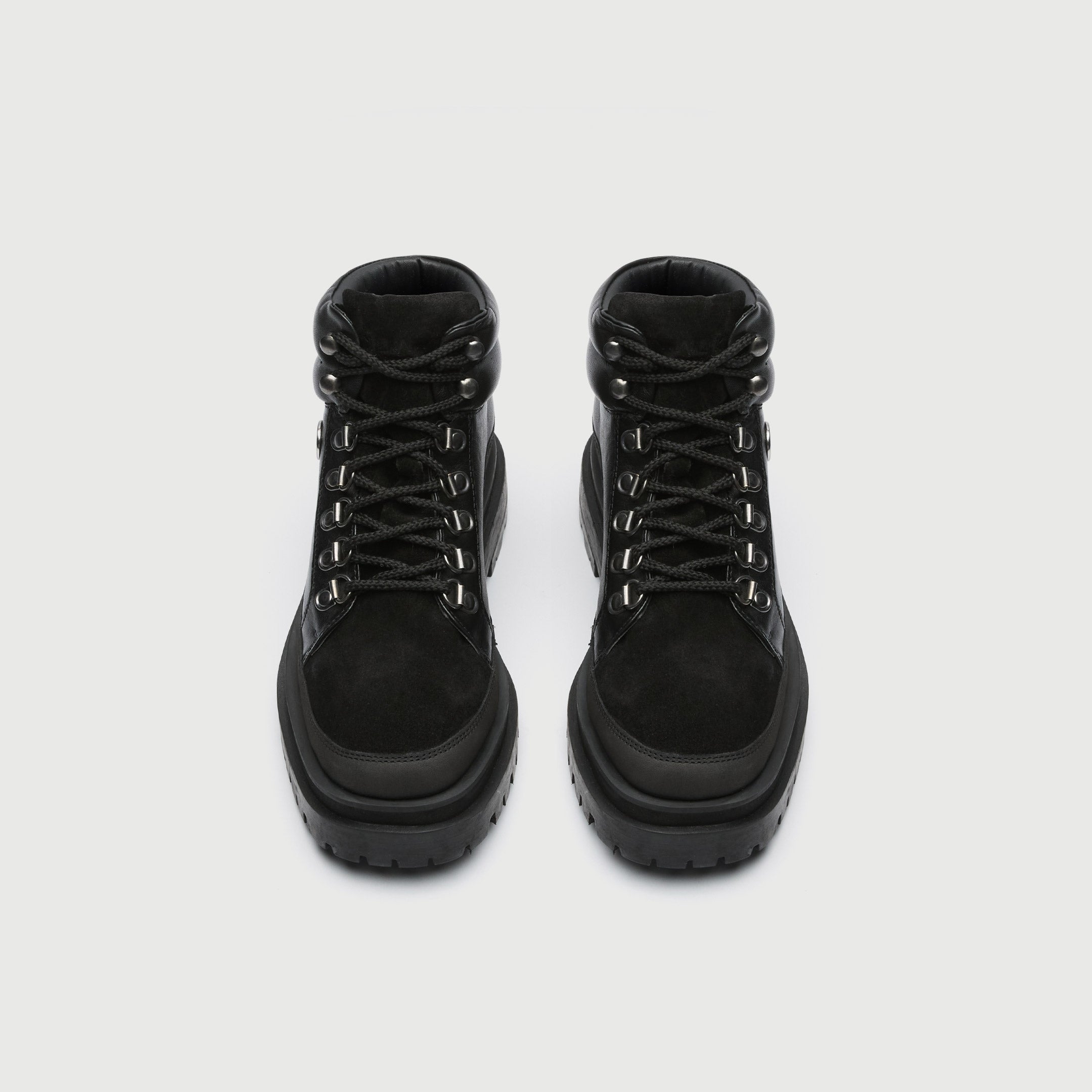 Walk London Women's Dana Hiking Boot in Black Leather