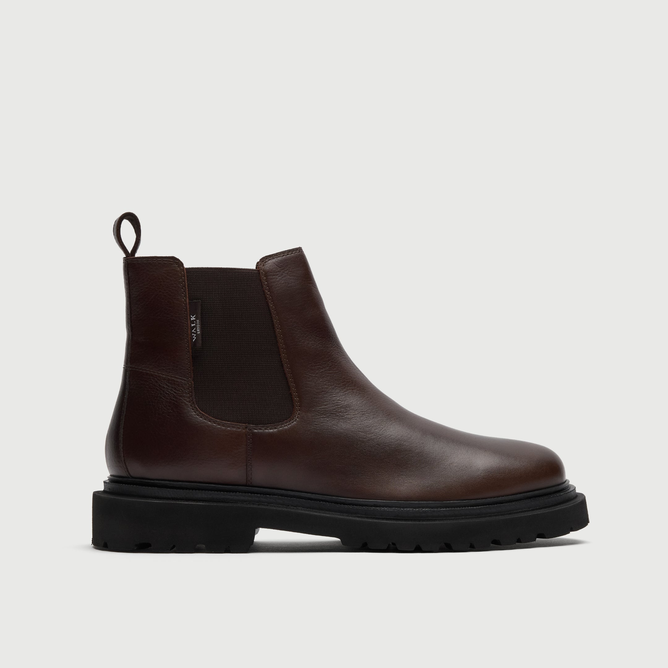 Walk London Hackney Chelsea Boot in Brown Leather side view