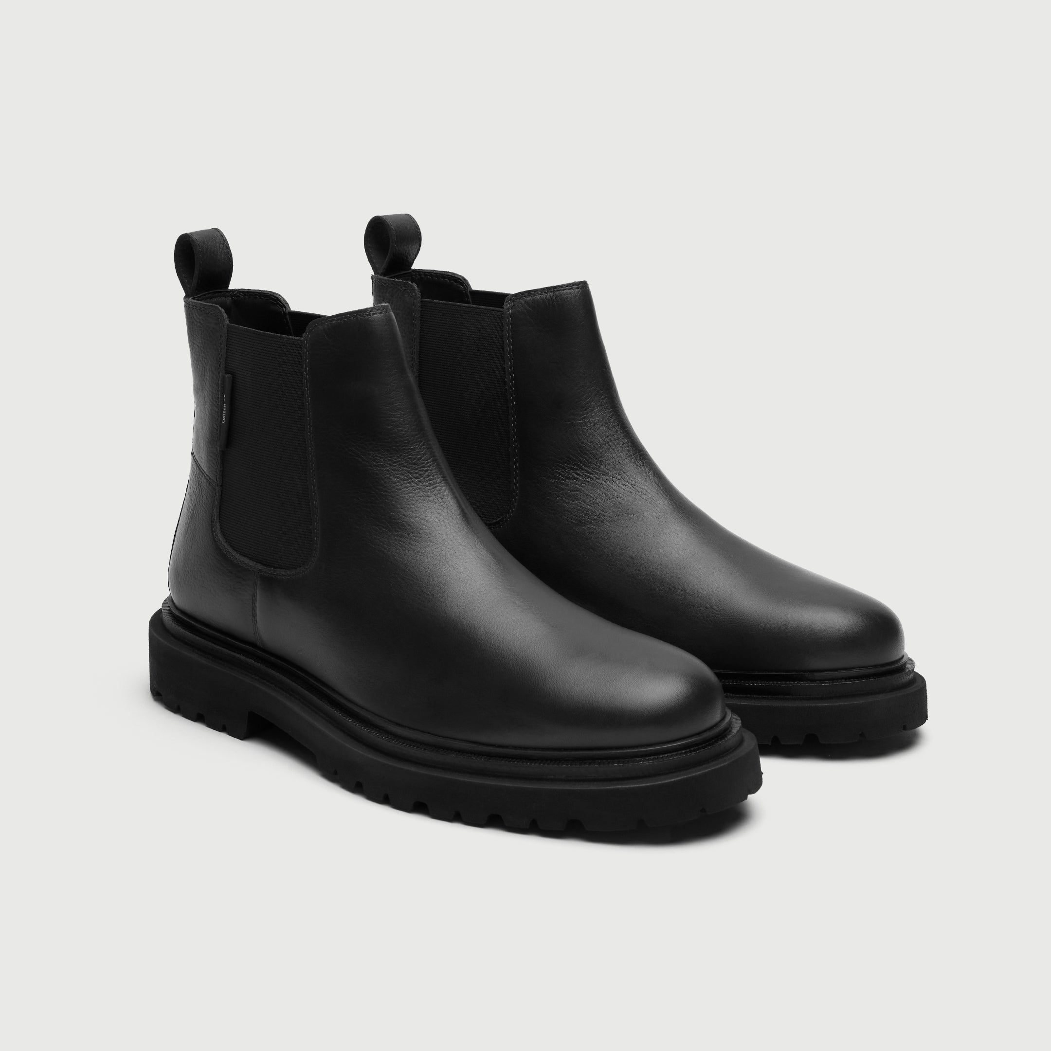 Walk London Hackney Chelsea Boots in Black Leather three quarter view