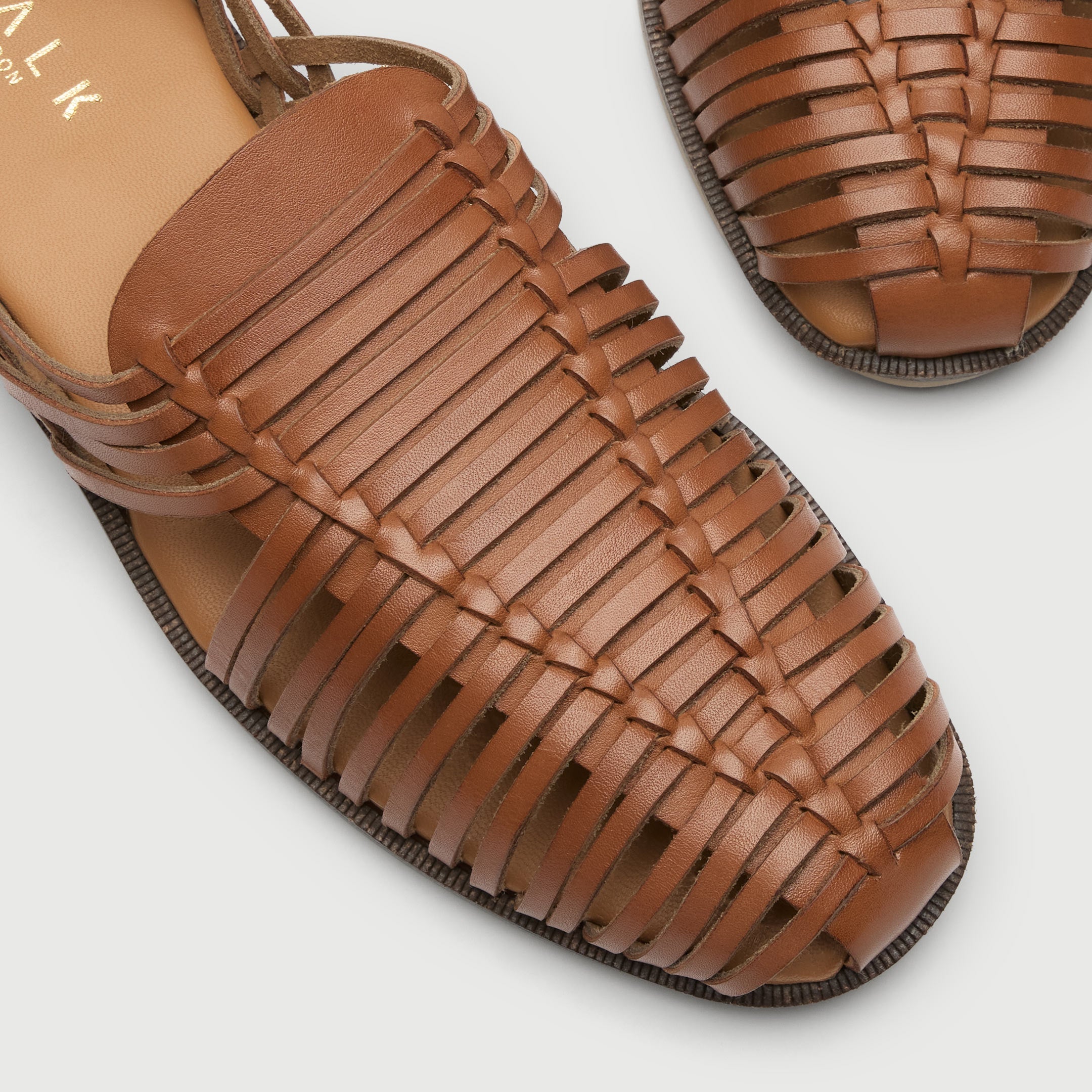 Walk London Mens Harry Weave Slip On in Tan Leather