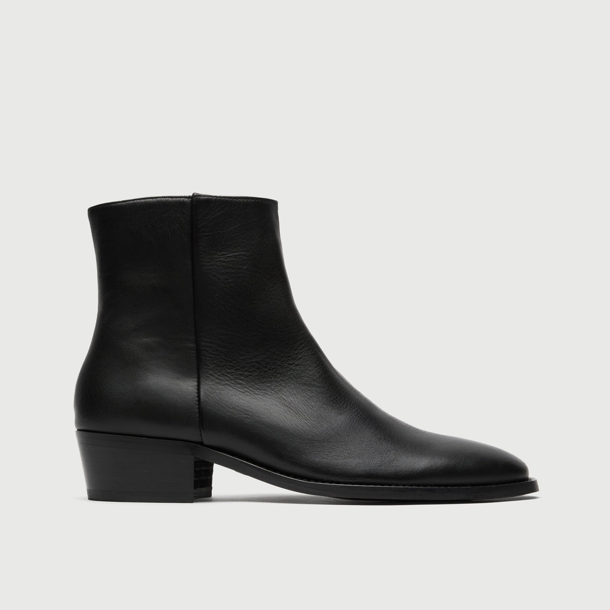 Walk London Hoxton Zip Up Cuban Heel Boot | Black Leather