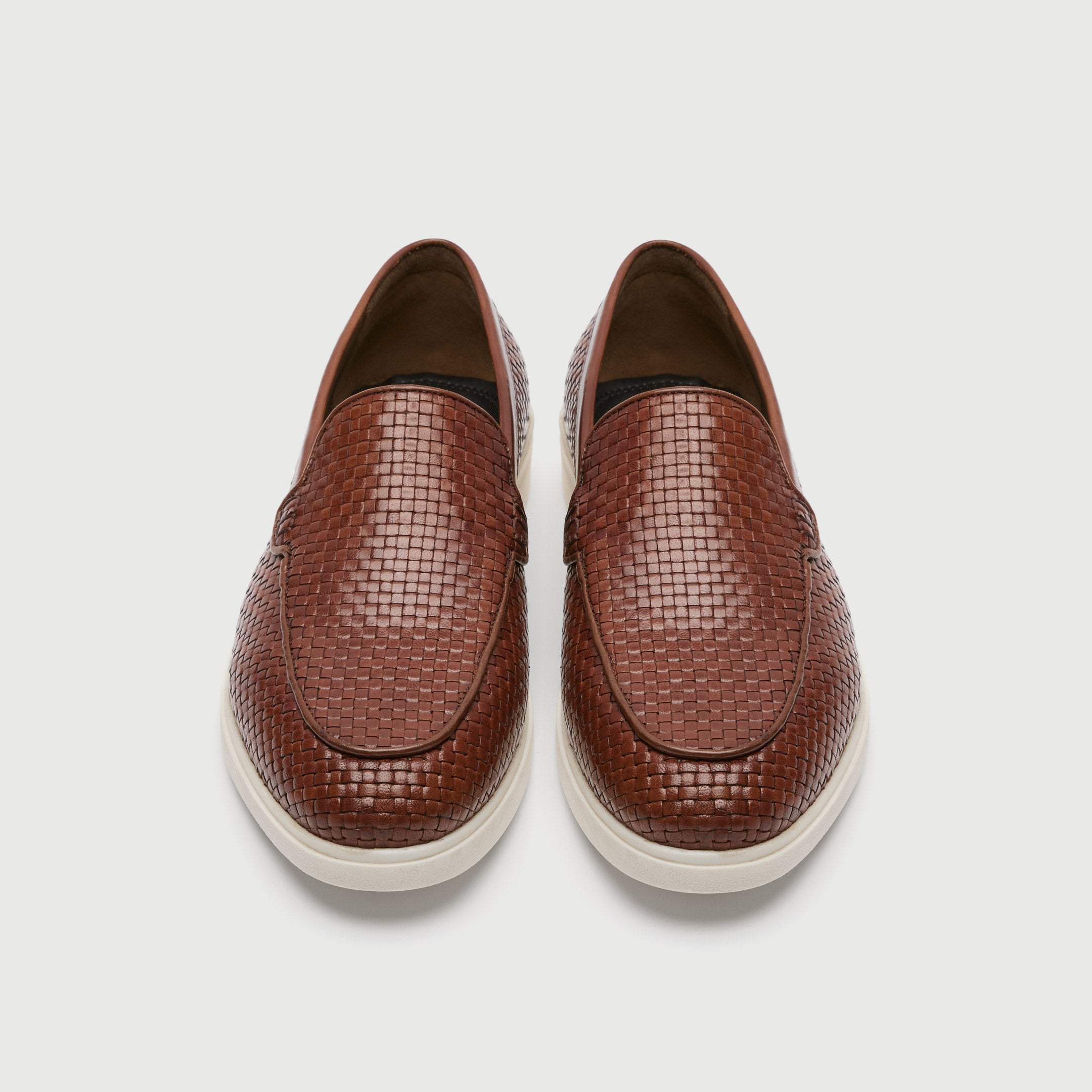 Walk London Mens Joshua Slip On in Tan Woven Leather