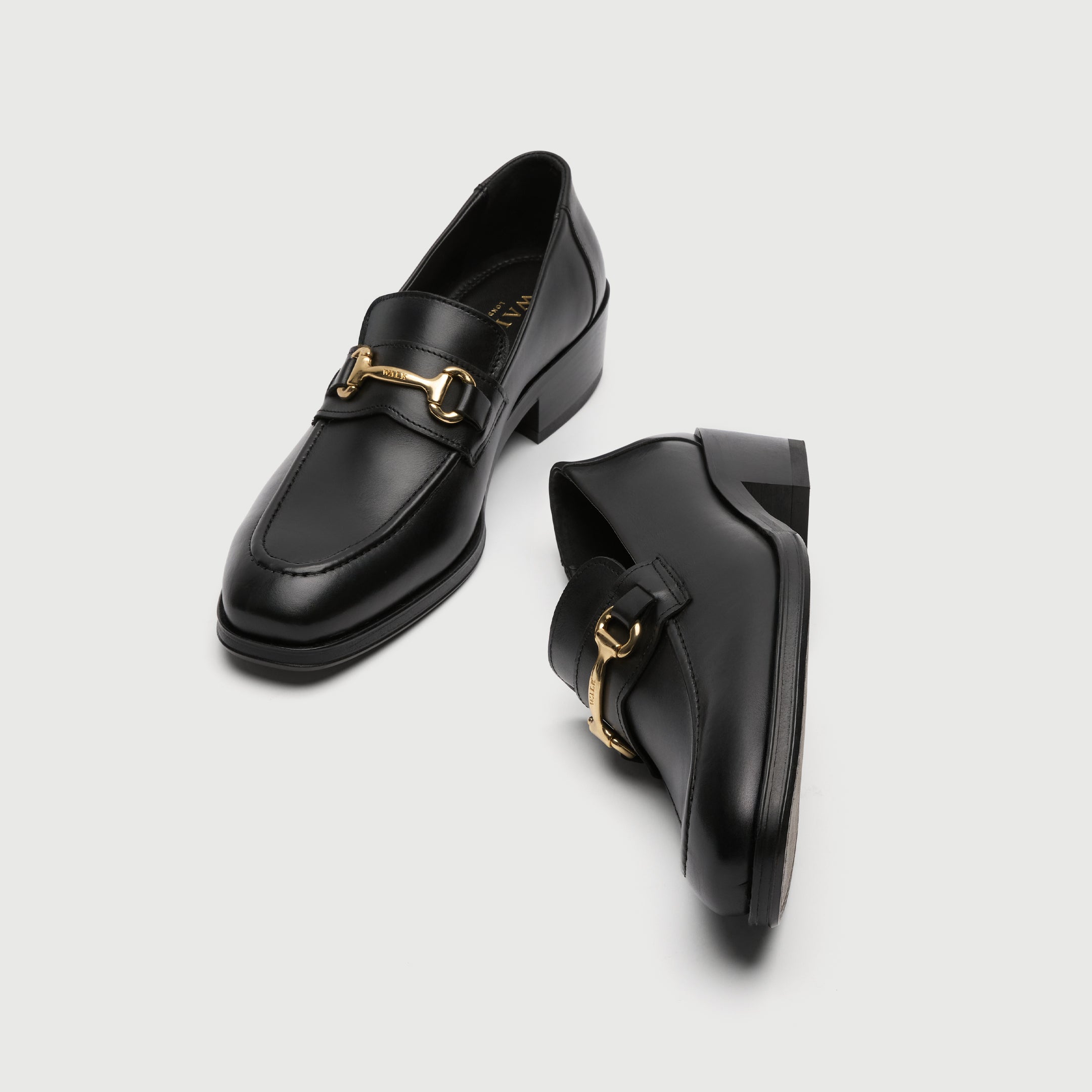 Walk London Lennon Trim loafer in black leather