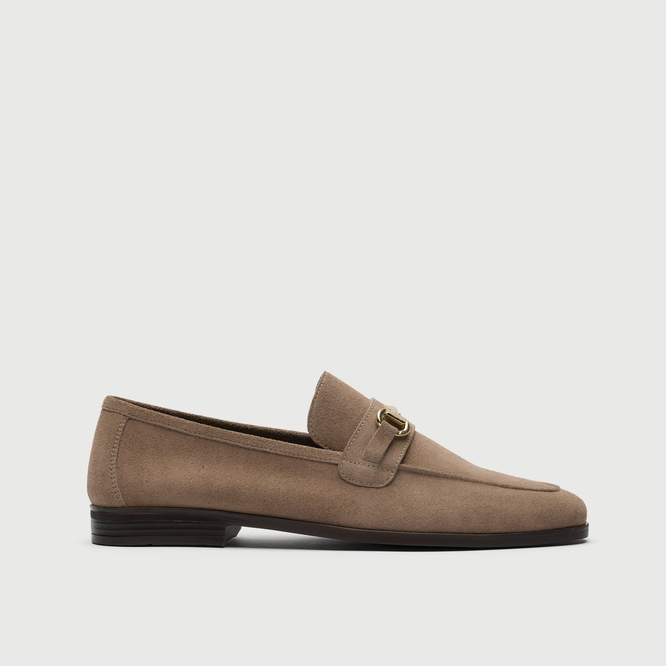 Walk London Naples beige loafer with gold trim side view