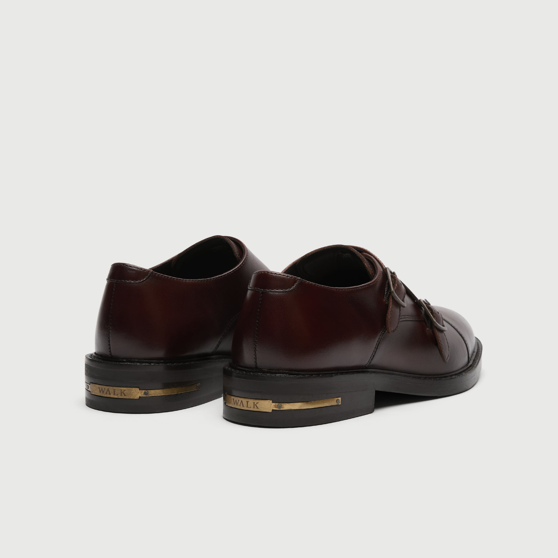 Walk London Oliver Monk Strap shoe in Brown Leather