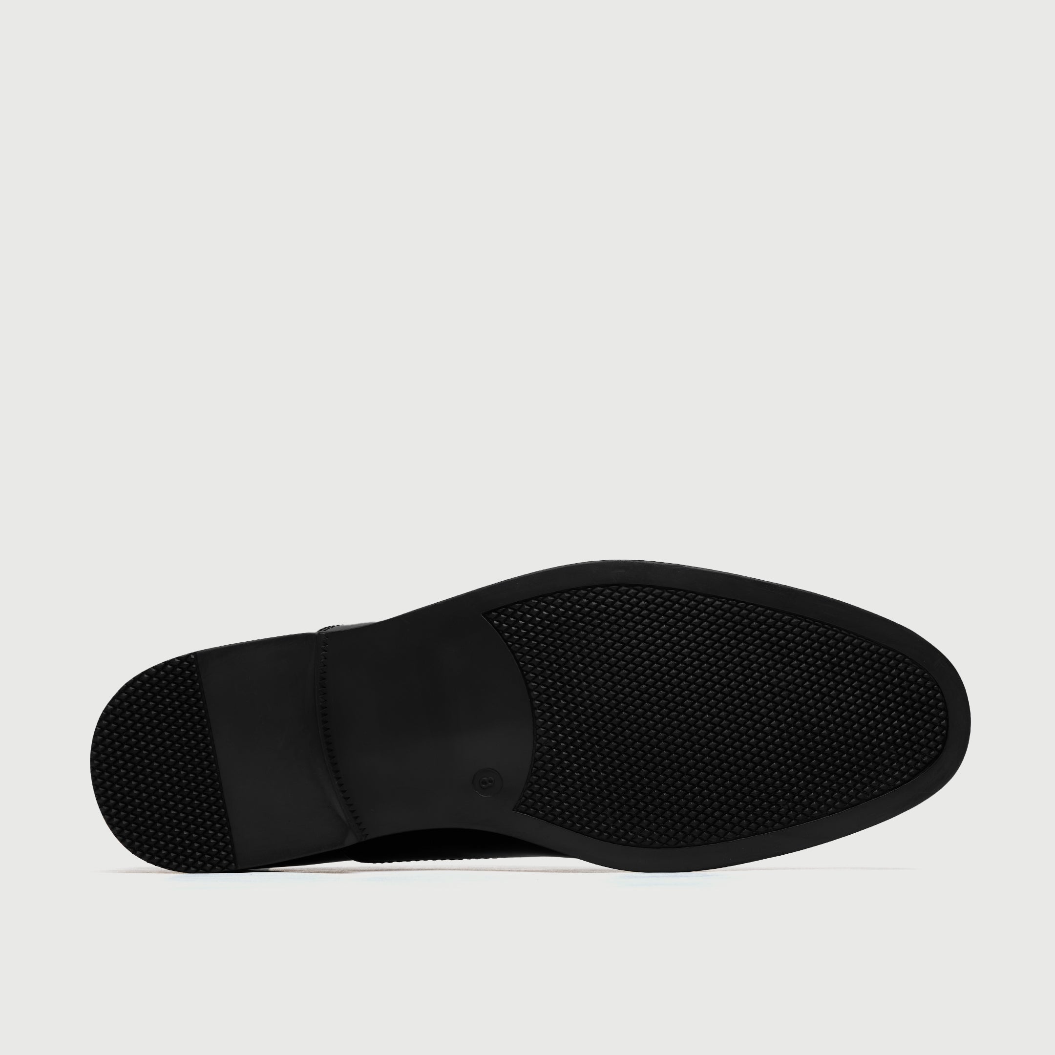Walk London Oscar Black patent leather dress shoe on a light gray background