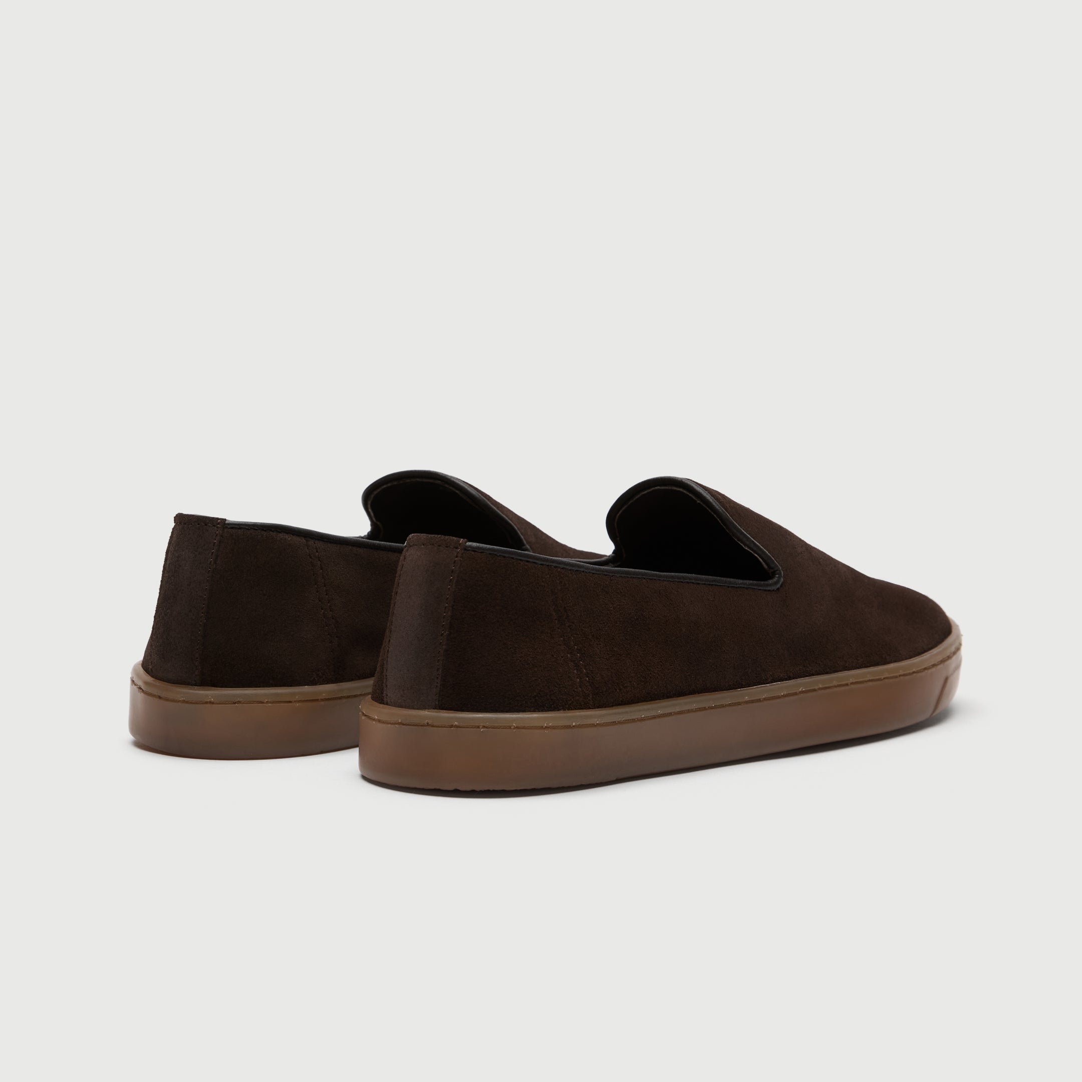 Walk London Palermo Slip On Hybrid Loafer in Brown Suede heel view