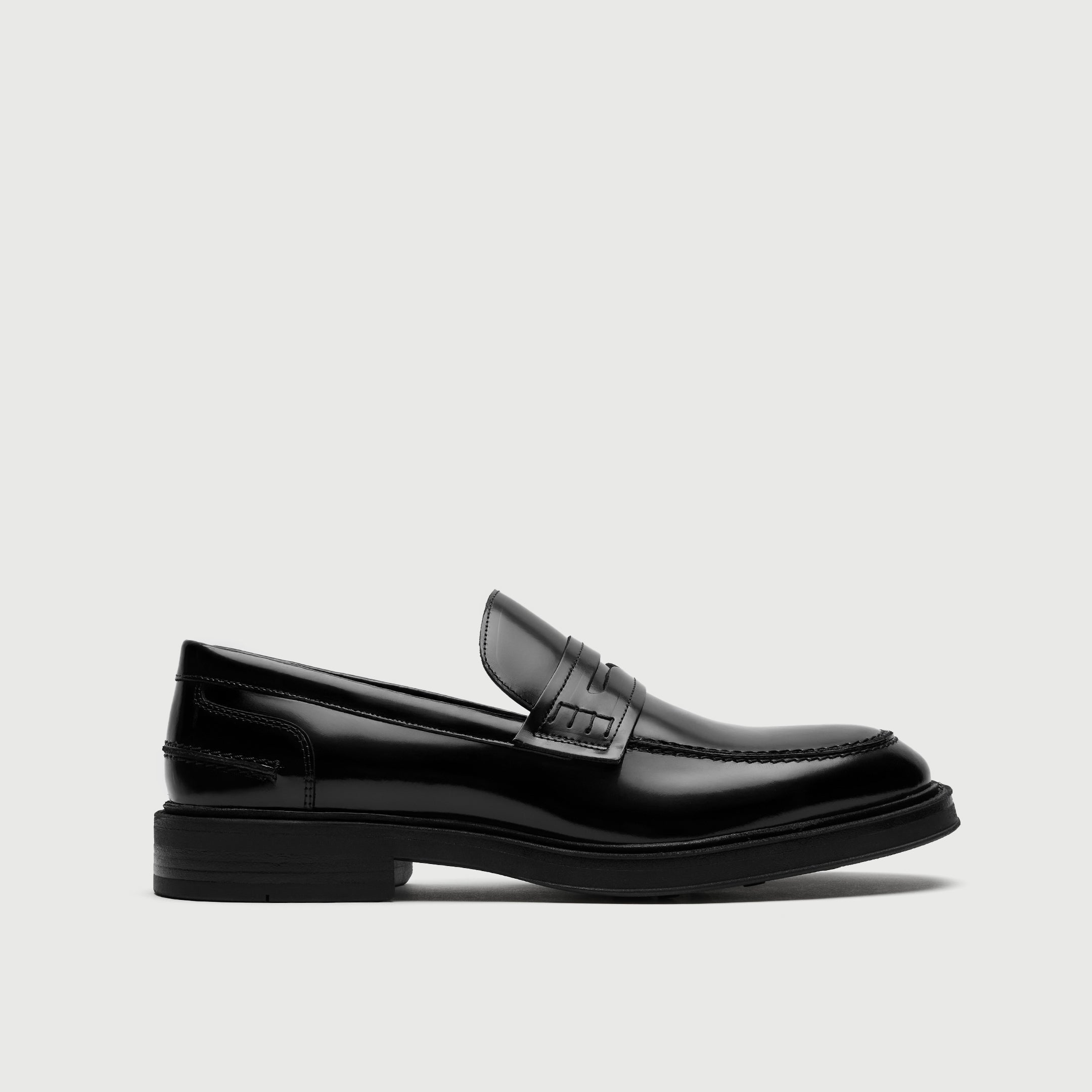 Walk London Parsons Saddle Loafer in Black Leather