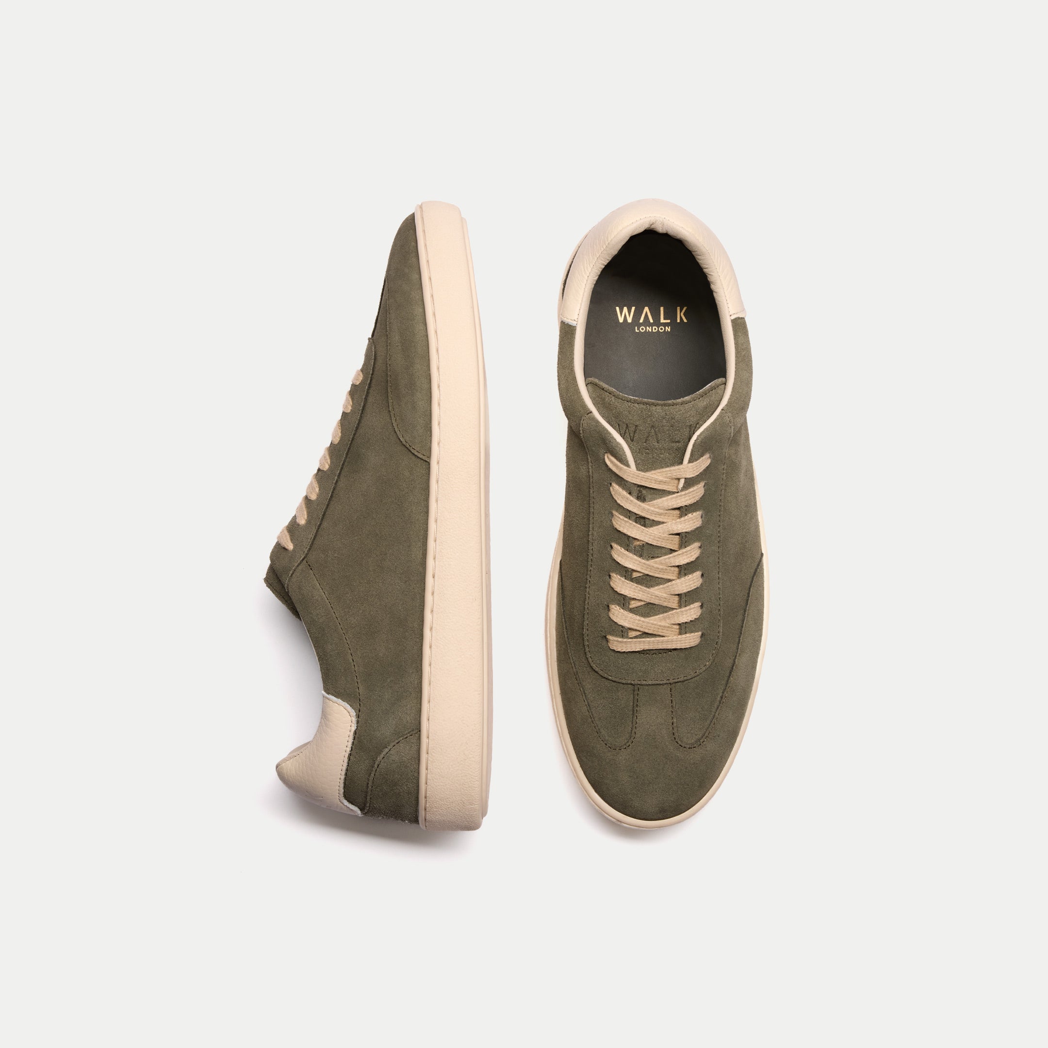 Mens Porto Trainer in Olive Suede | Walk London