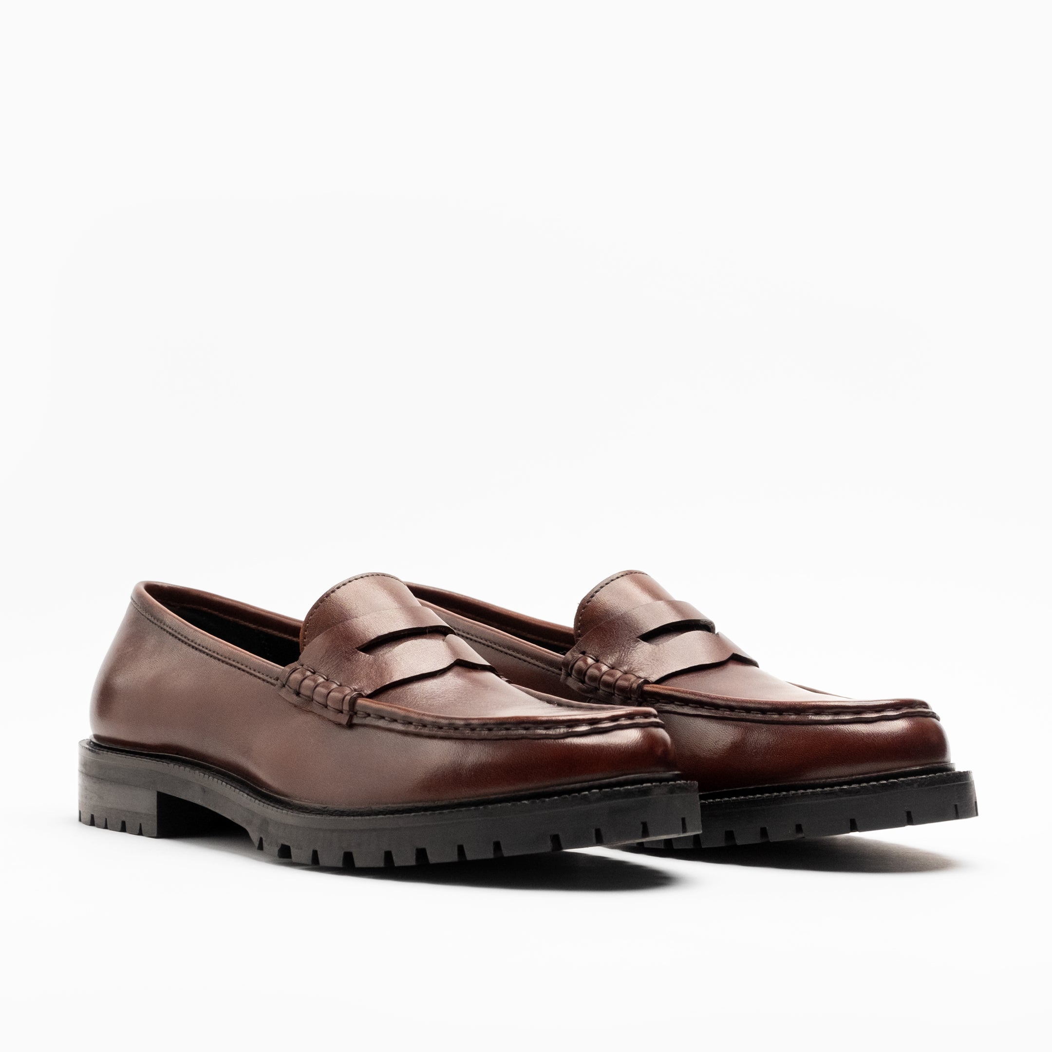 Walk London Mens Campus Saddle Loafer in Brown Leather