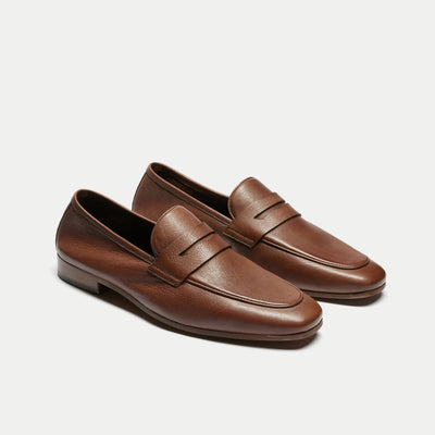 Walk London Mens Capri Saddle Loafer in Brown Leather