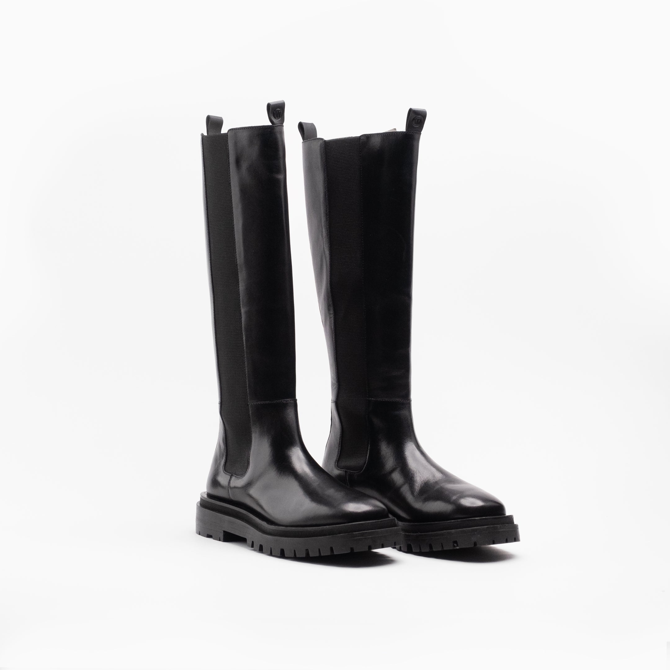 Walk London Women's Dana Tall Chelsea Boot in Black Leather