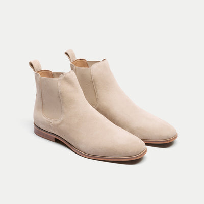 Walk London Mens Florence Chelsea Boot in Stone Suede