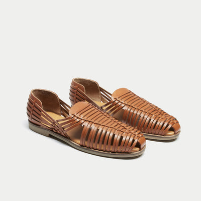 Walk London Mens Harry Weave Slip On in Tan Leather