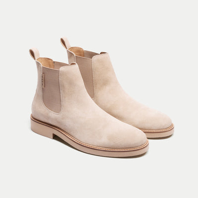 Walk London Mens Henley Chelsea Boot In Stone Suede