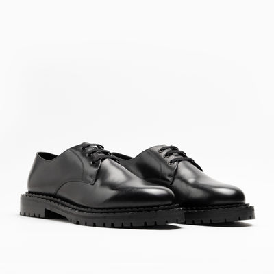 WALK London Mens Jagger Derby Shoe in Black Leather