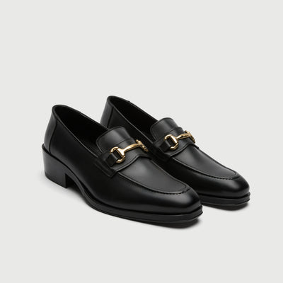Walk London Lennon Trim loafer in black leather 