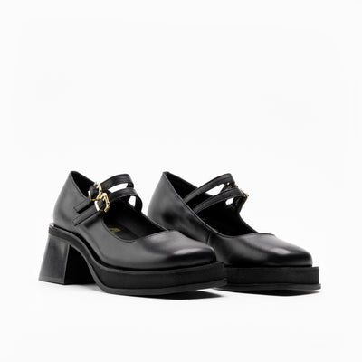 Walk London Womens Lily Mary Jane in black leather