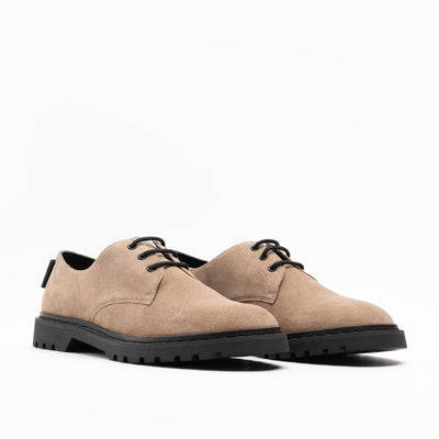 Walk London Mens Milano Derby Shoe in Taupe Suede