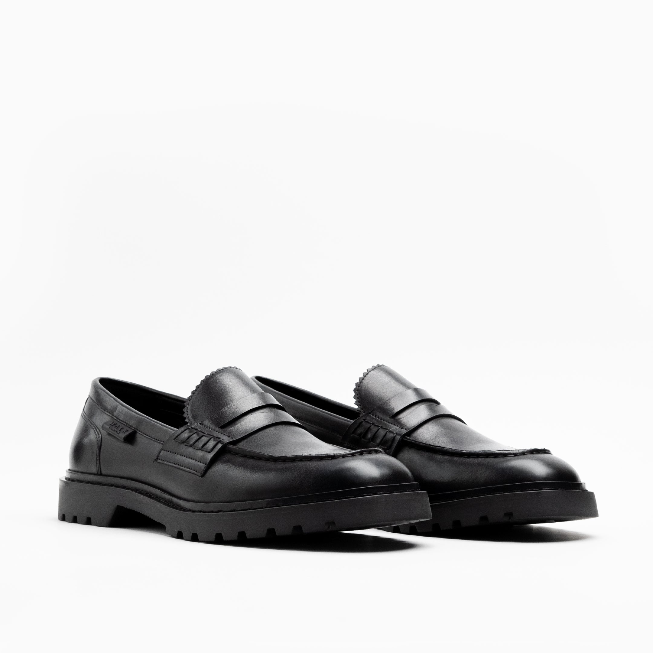 Walk London Mens - Milano Saddle Loafer - Black Leather