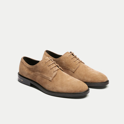 Walk London Mens Oliver Derby Shoe in Tan Suede